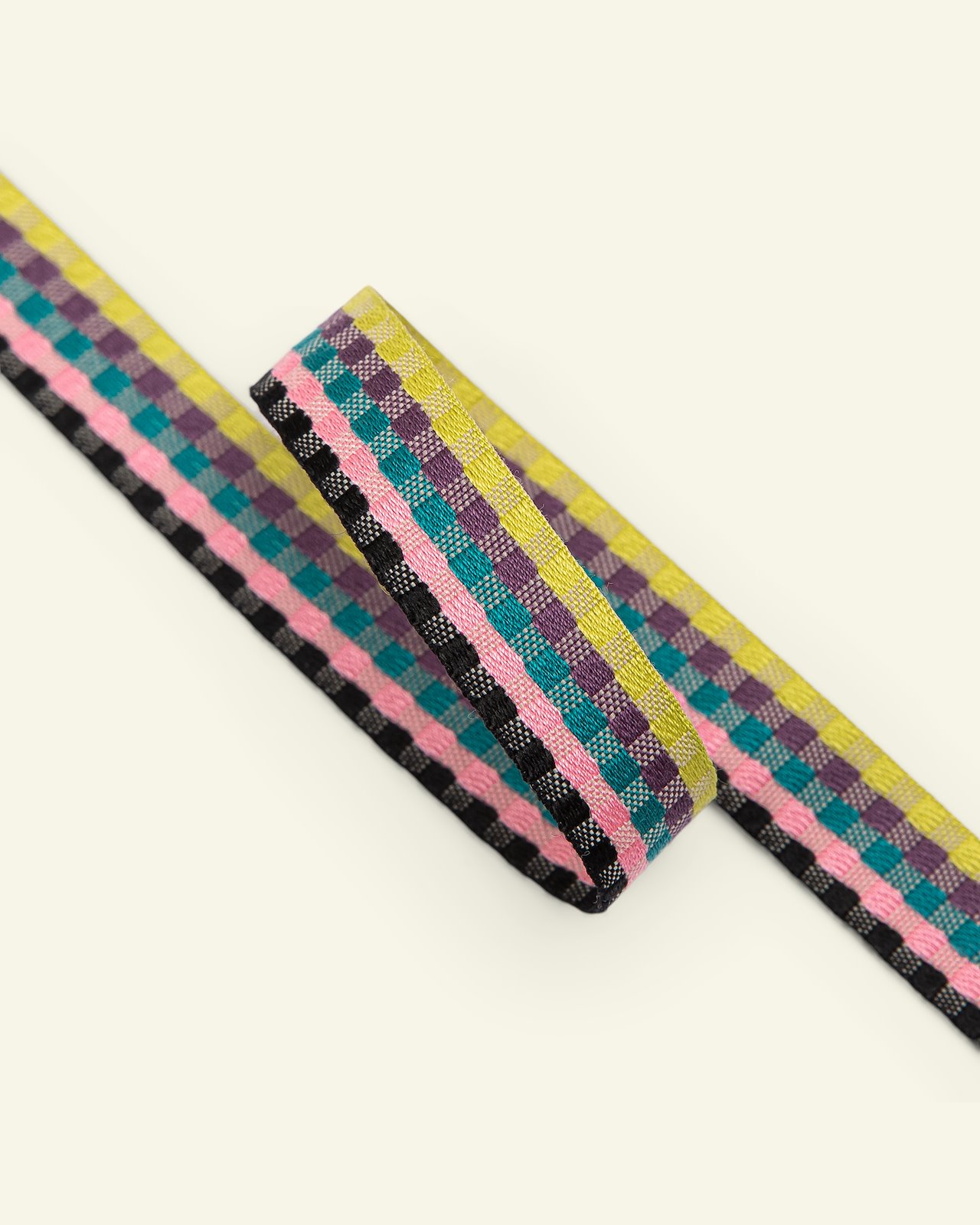 Ribbon check woven 17mm multi colour 3m 22394_pack