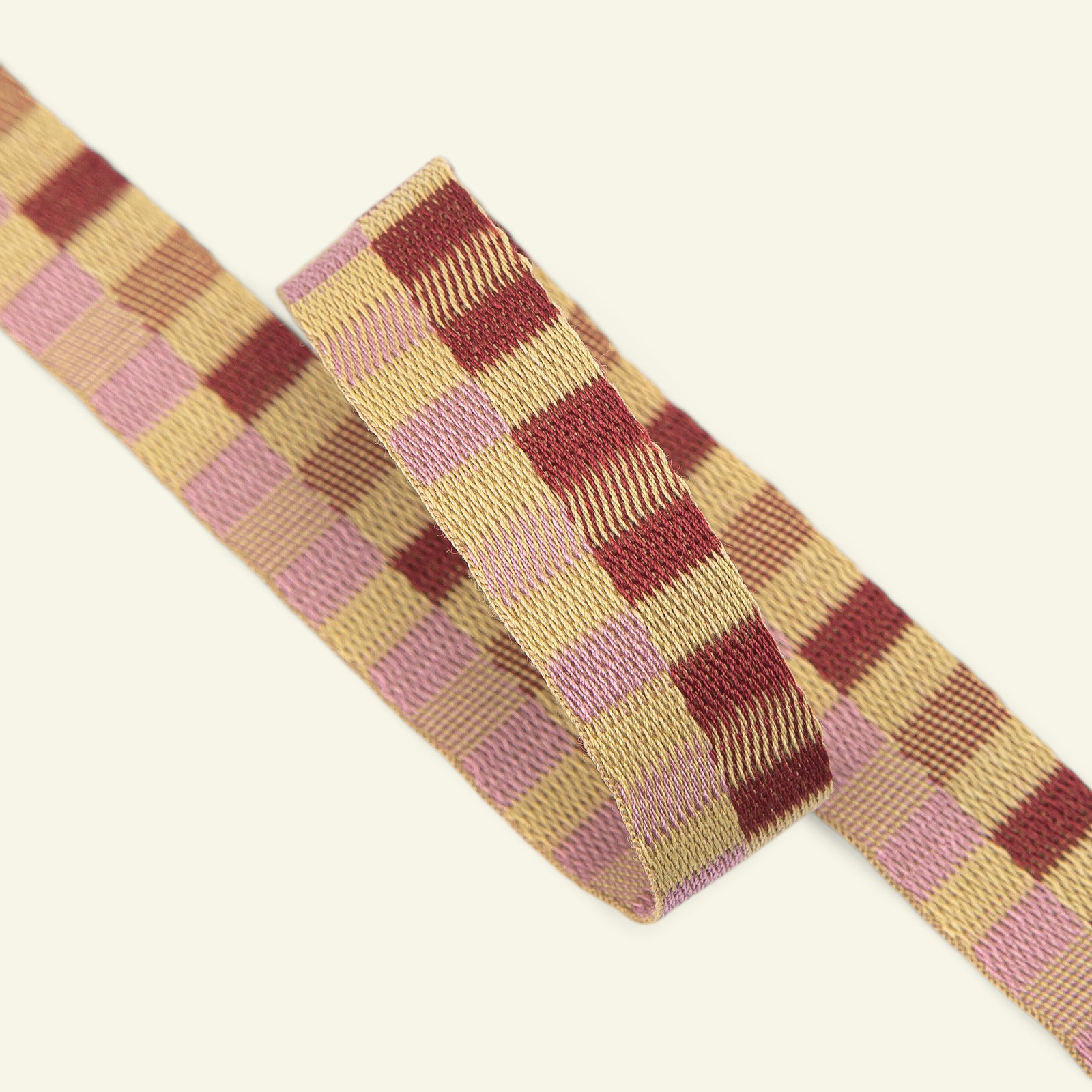 Ribbon check woven 20mm olive/red/p. 2m 22399_pack