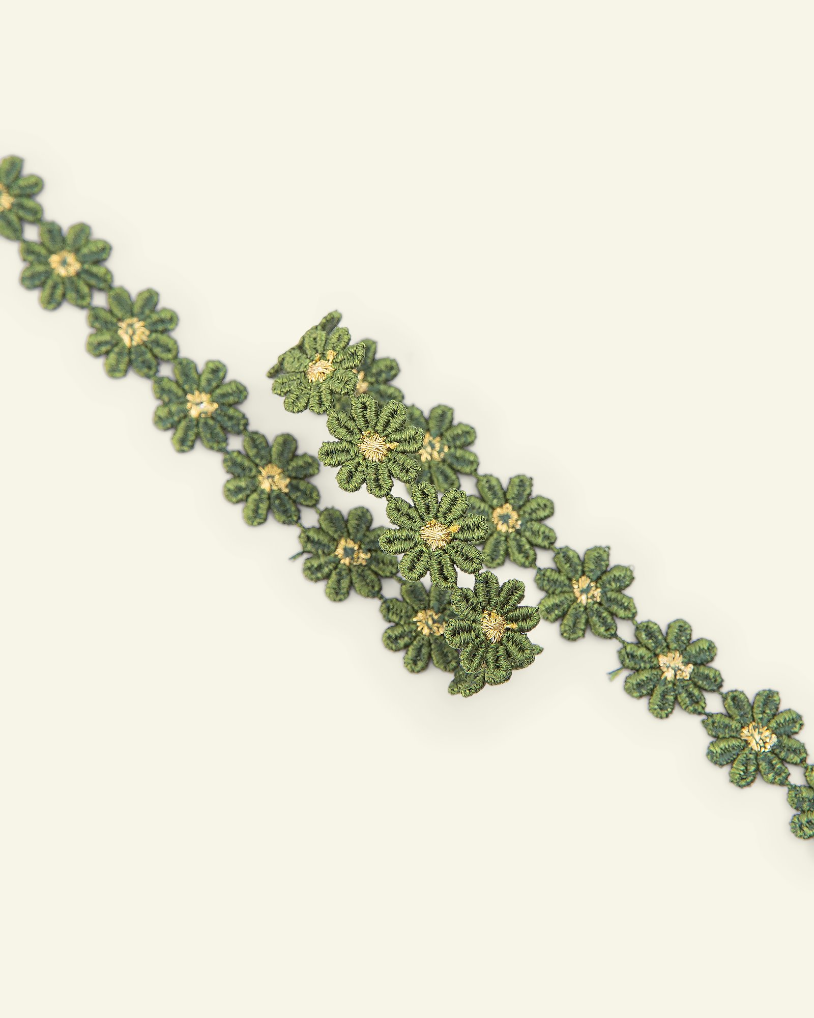 Ribbon flower 13mm dark lime/gold 1m 22208_pack
