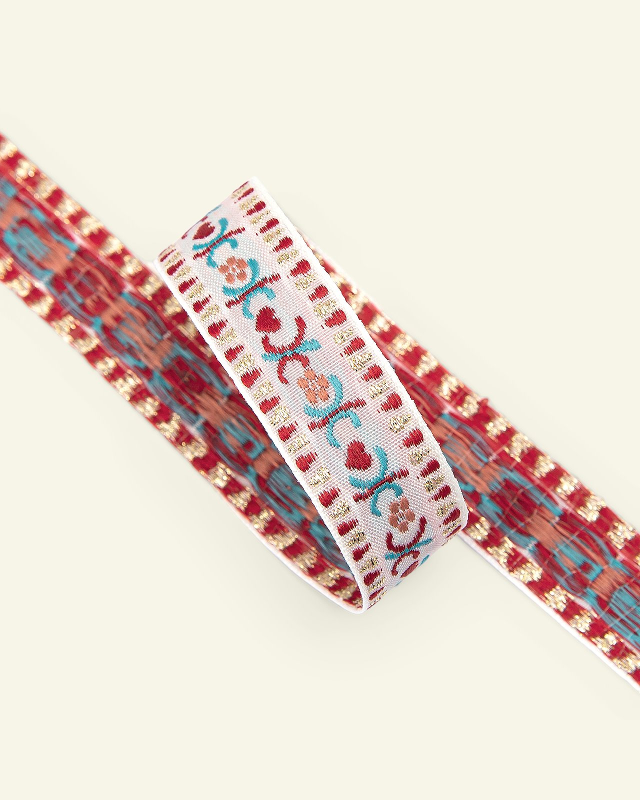 Ribbon woven 20mm white/red/turqouise 3m 22362_pack