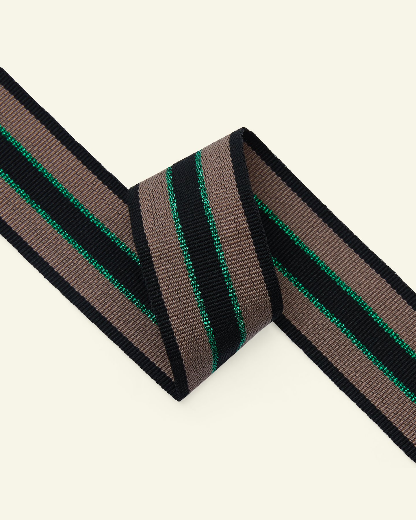 Ribbon woven 30mm black/beige/green 3m 80104_pack