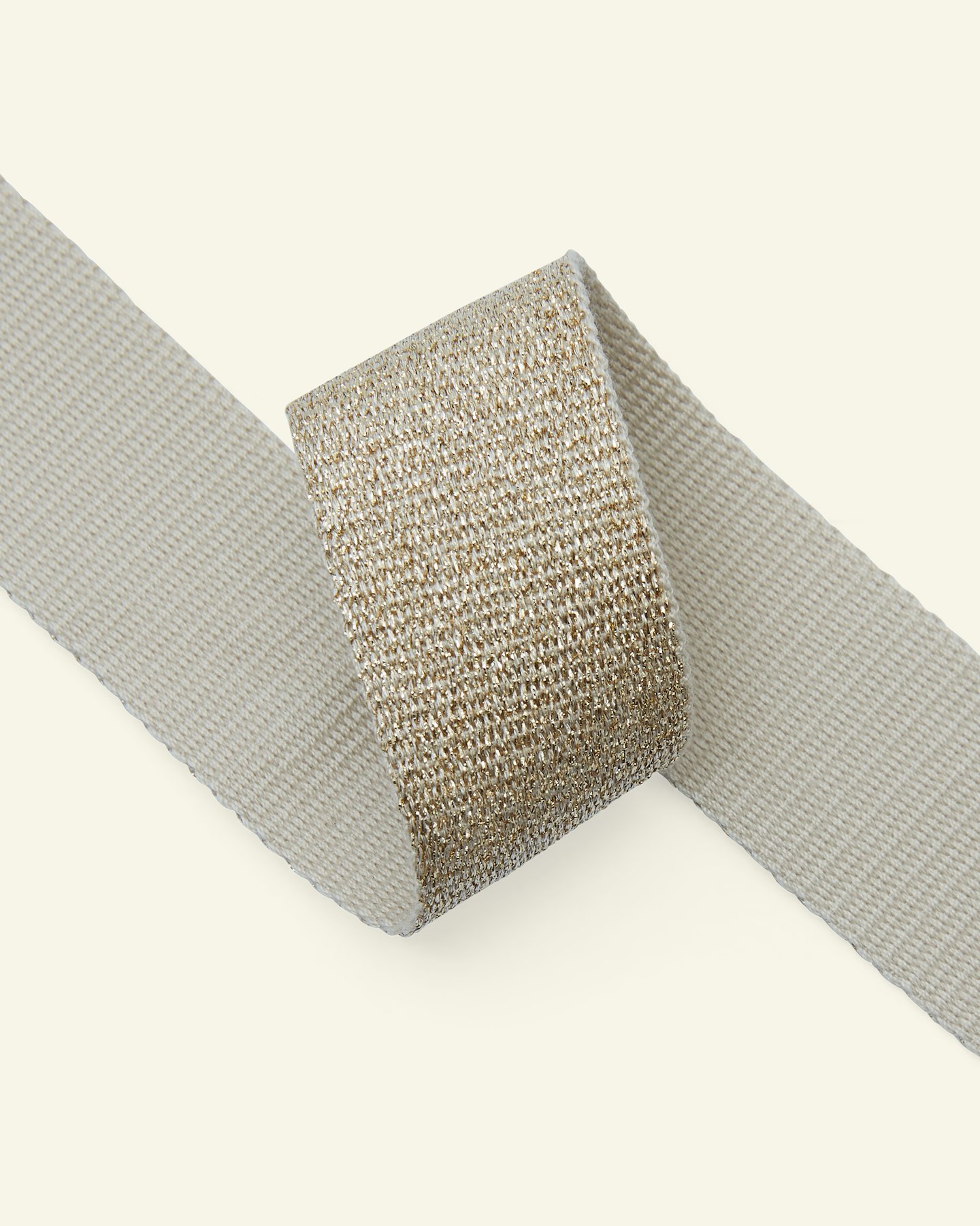 Ribbon woven 32mm sand/gold col lurex 3m 80191_pack