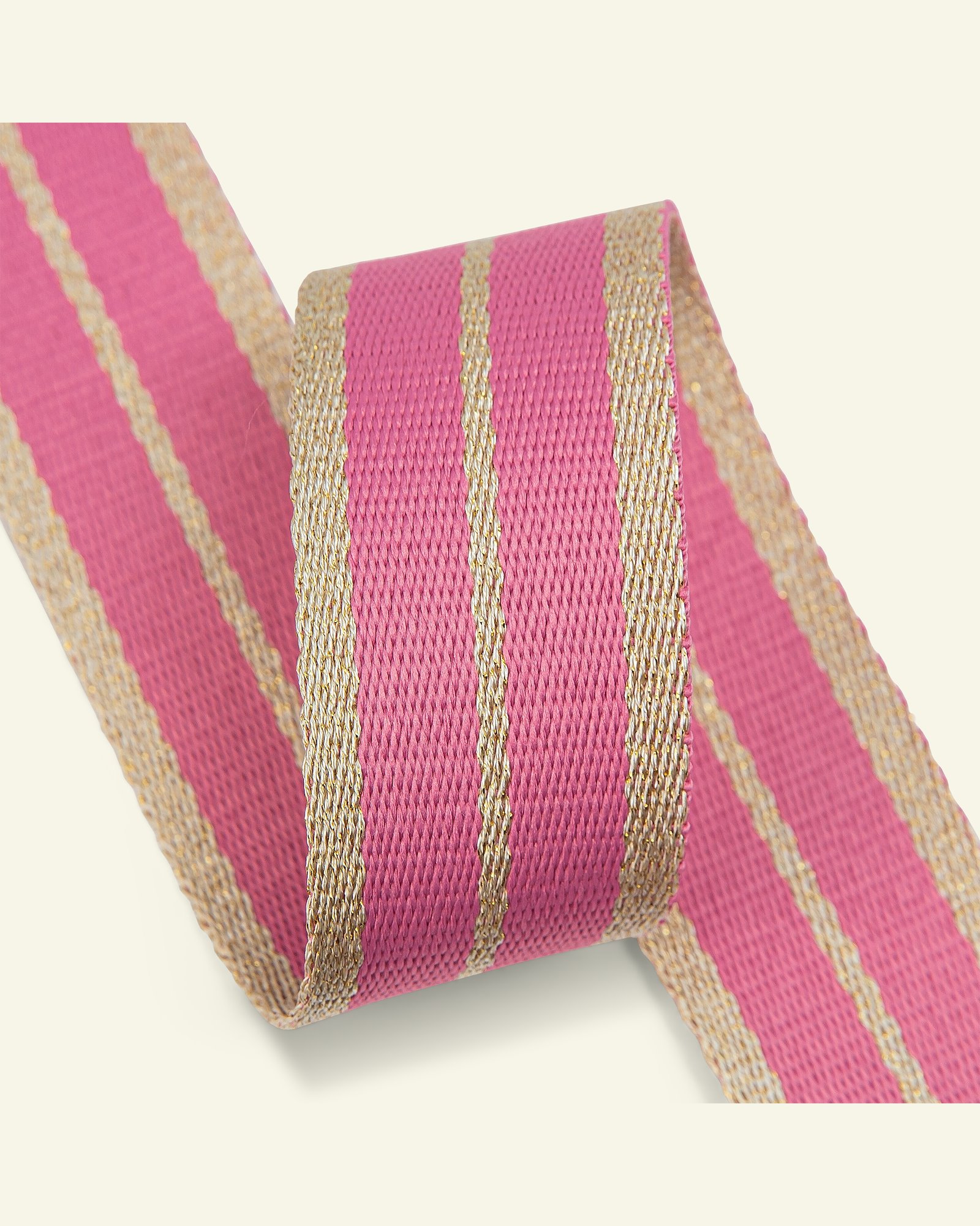 Ribbon woven 38mm pink/gold 2m 21350_pack