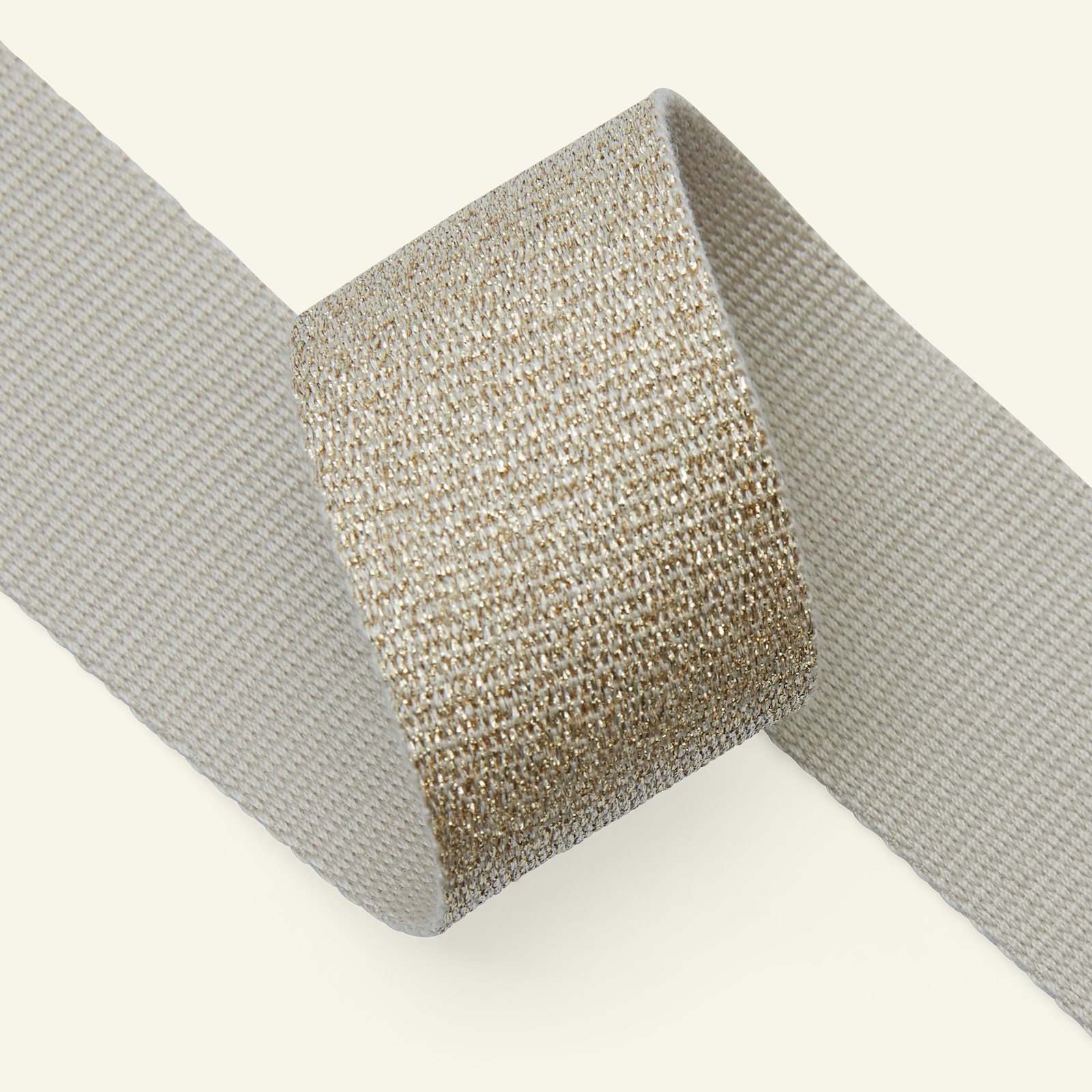Ribbon woven 38mm sand/gold col lurex 2m 80196_pack