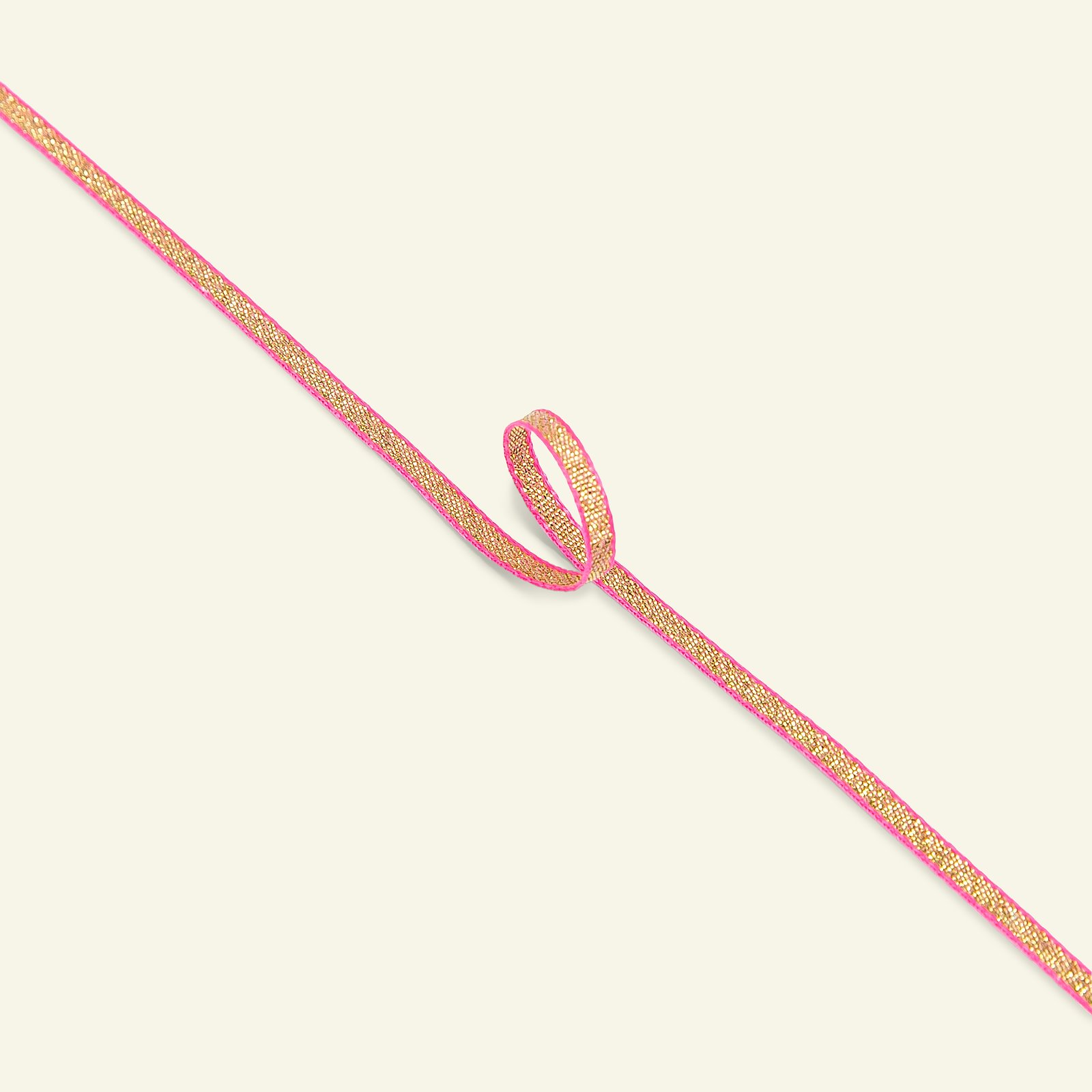 Ribbon woven 3mm pink/gold col. 3m 21436_pack