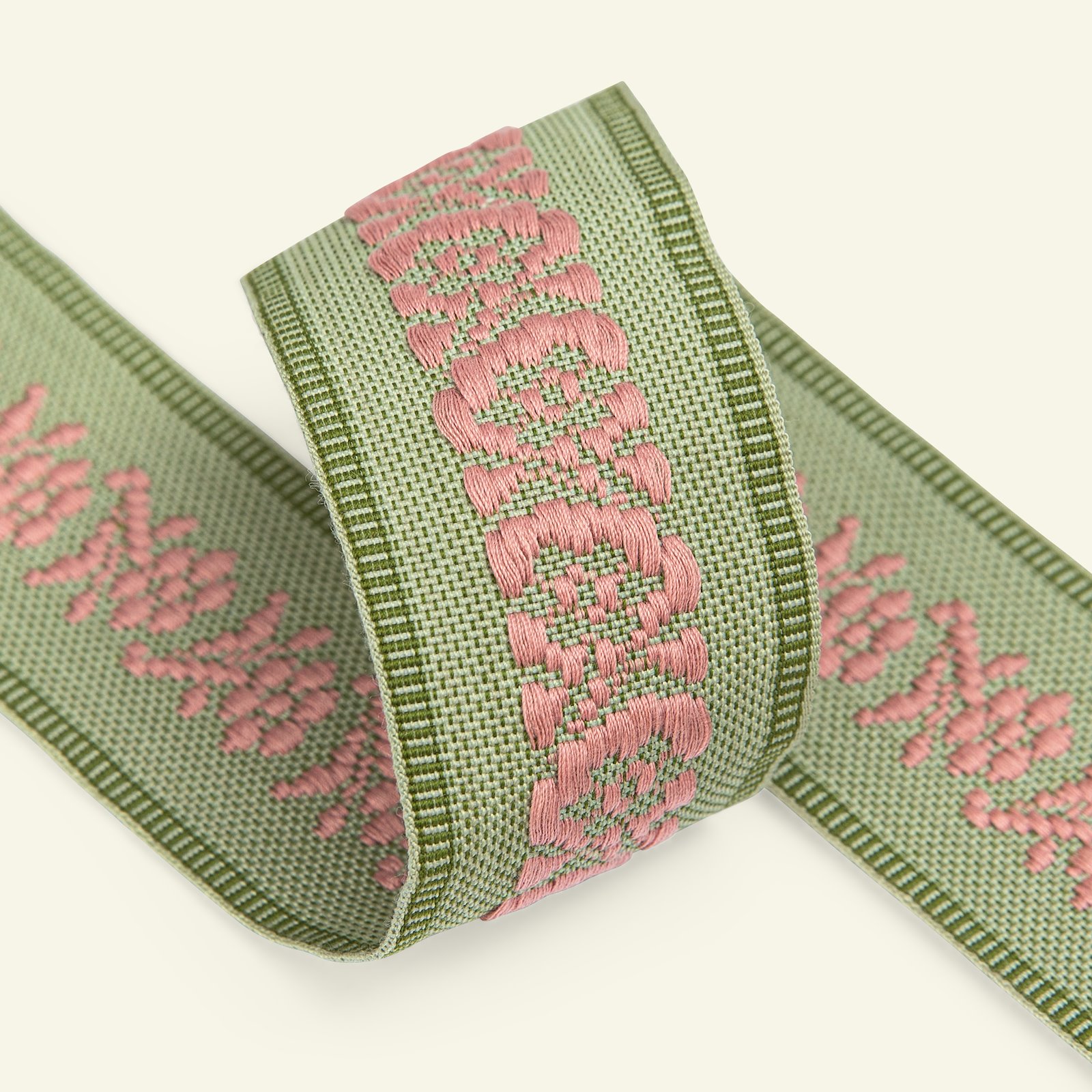 Ribbon woven 45mm flower/dusty green 2m 22492_pack