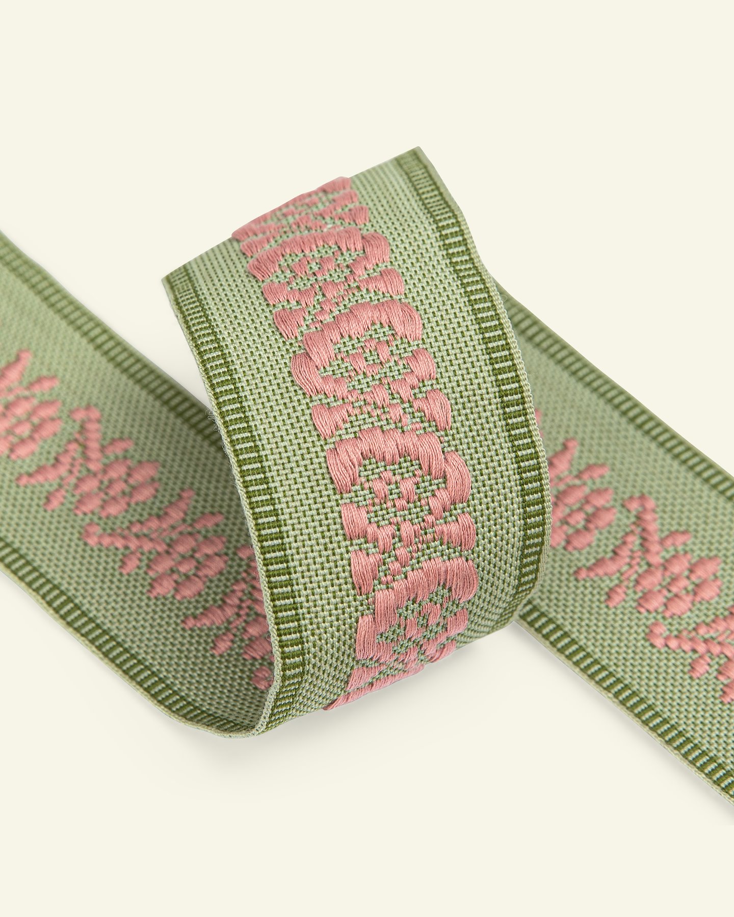 Ribbon woven 45mm flower/dusty green 2m 22492_pack