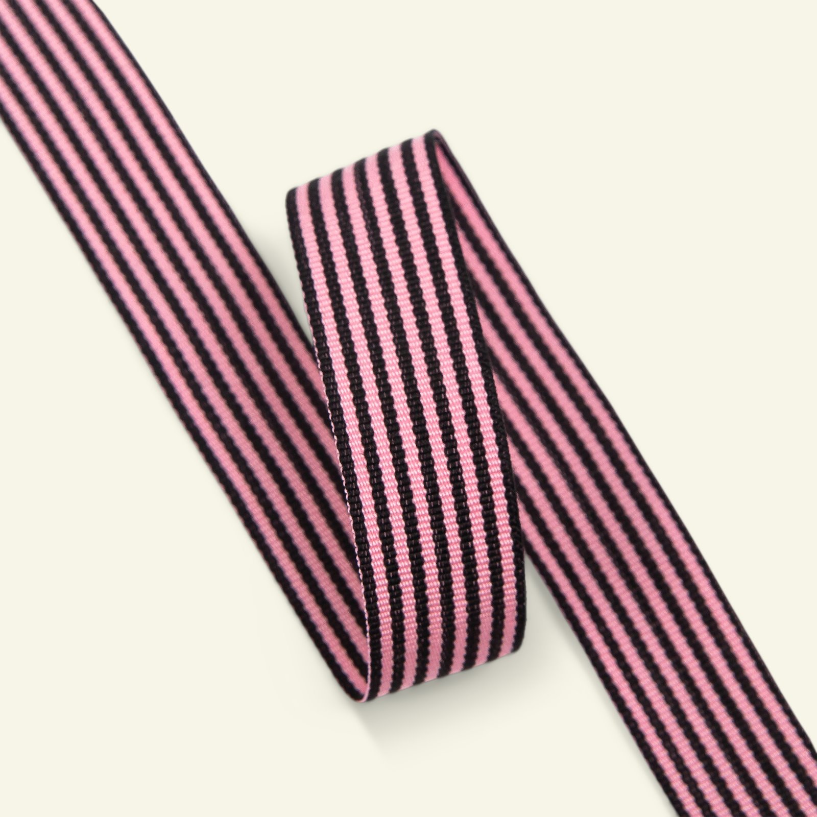 Ribbon woven stripe 20mm pink/black 3m 21470_pack