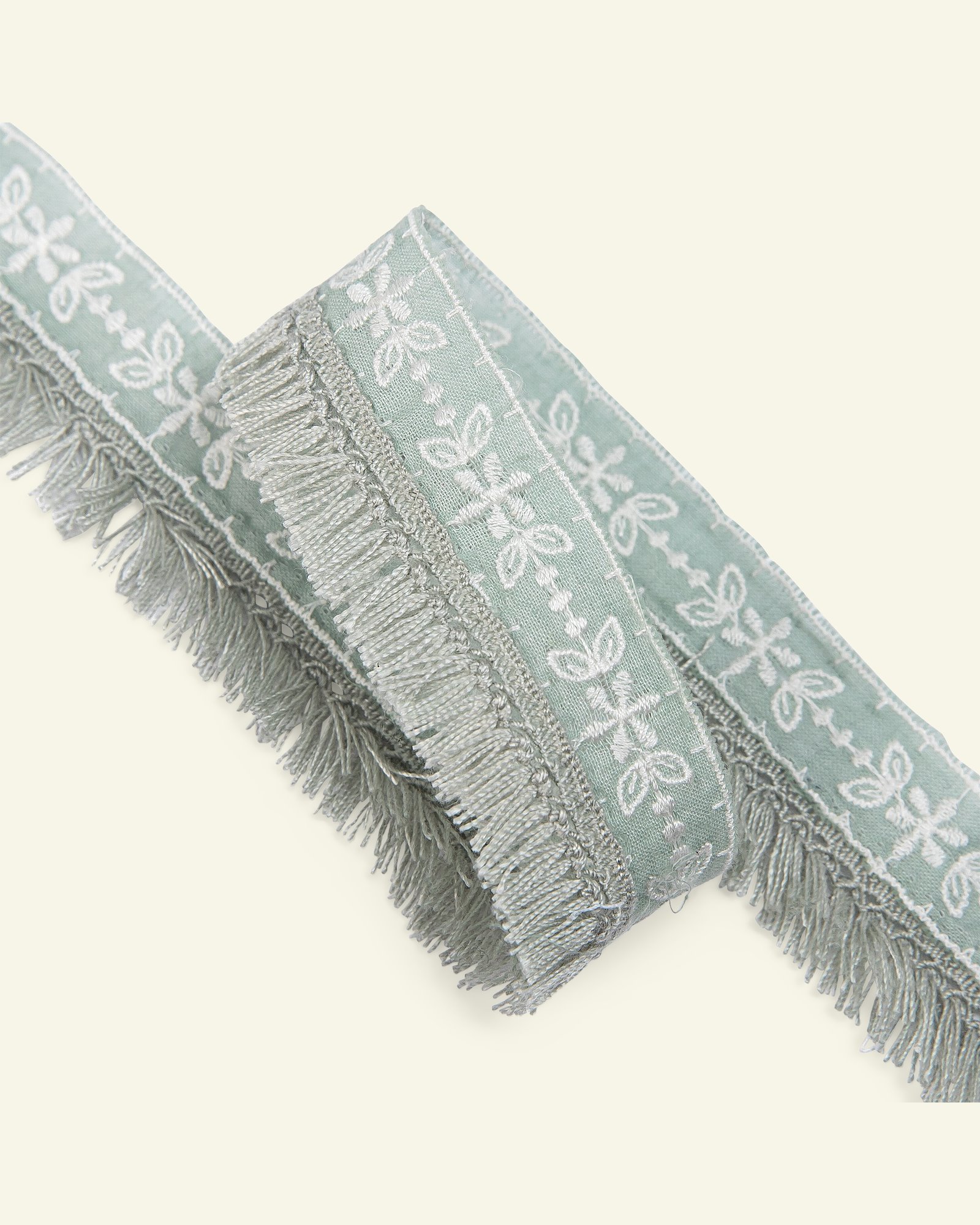 Ribbon woven w/fringes 30mm sage 1,5m 96331_pack