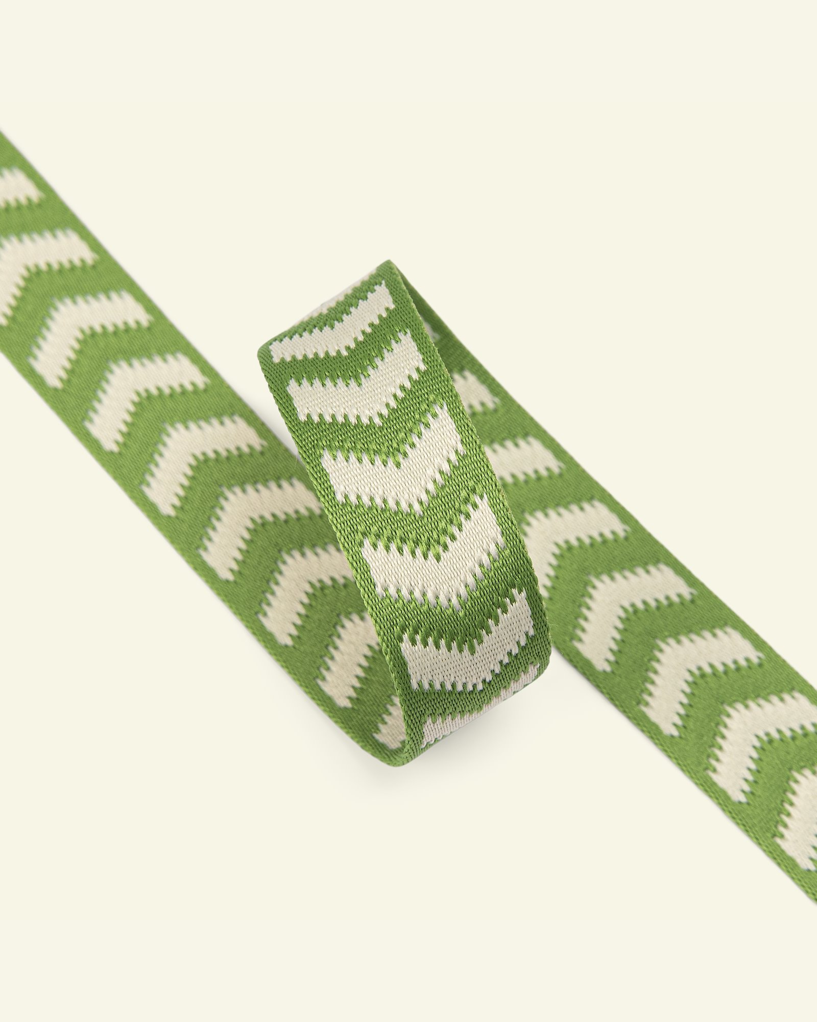 Ribbon wowen 20 mm green/vanilla 2m 22444_pack