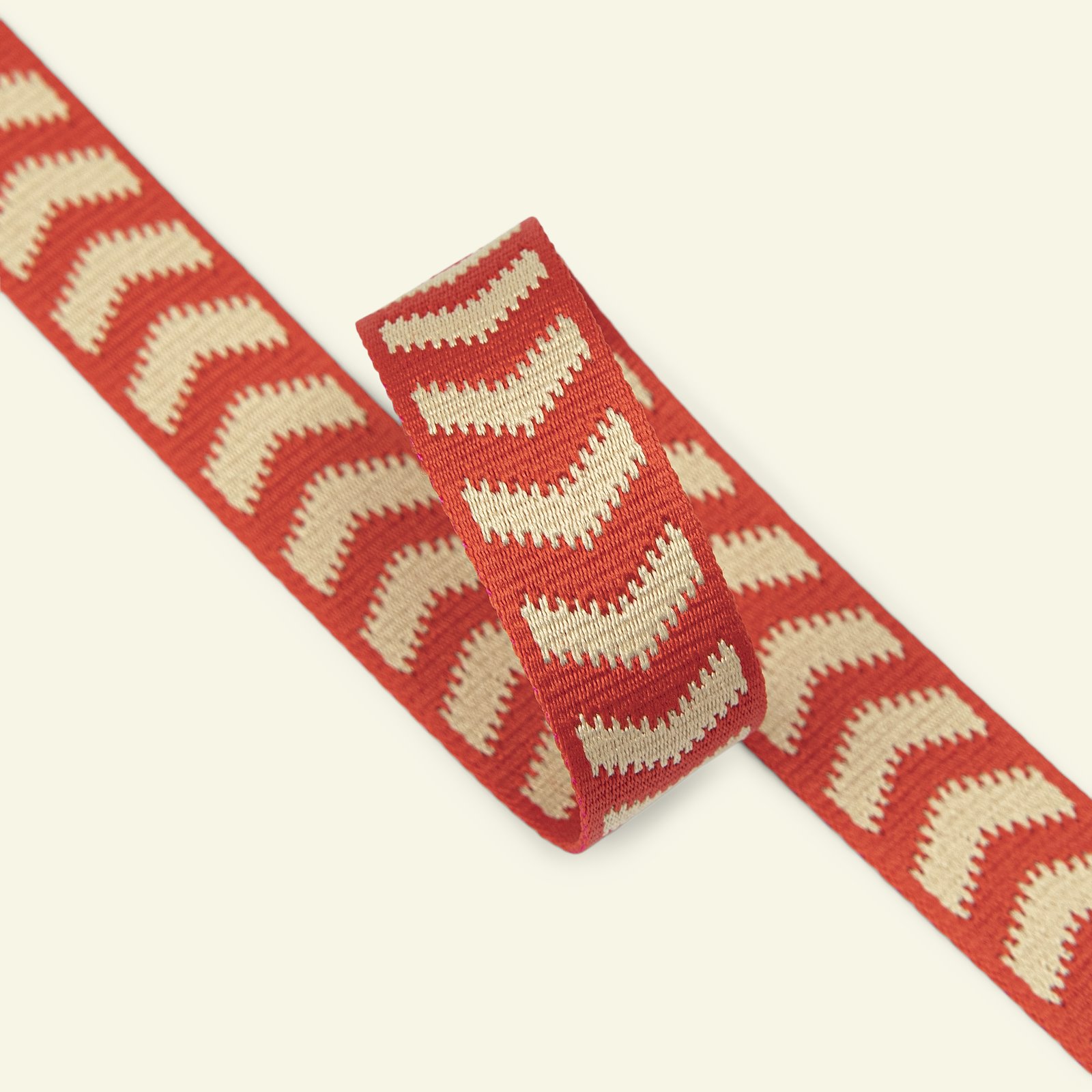 Ribbon wowen 20 mm red/vanilla 2m 22443_pack