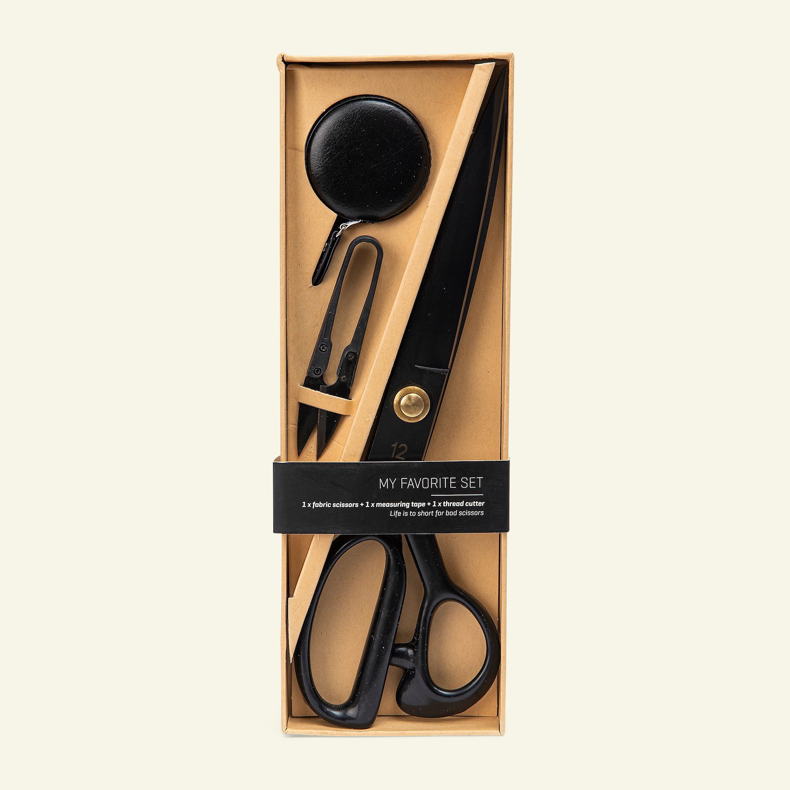 Scissors w/measuring tape 30cm black 42059_pack_c