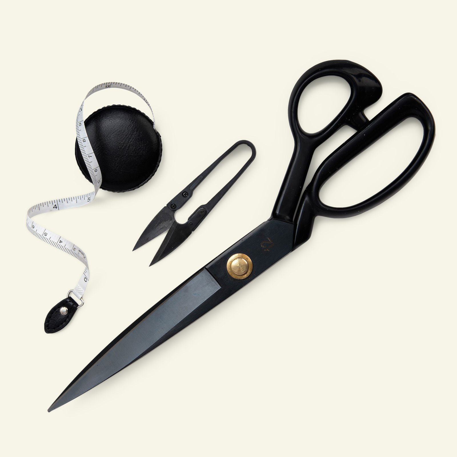 Scissors w/measuring tape 30cm black 42059_pack