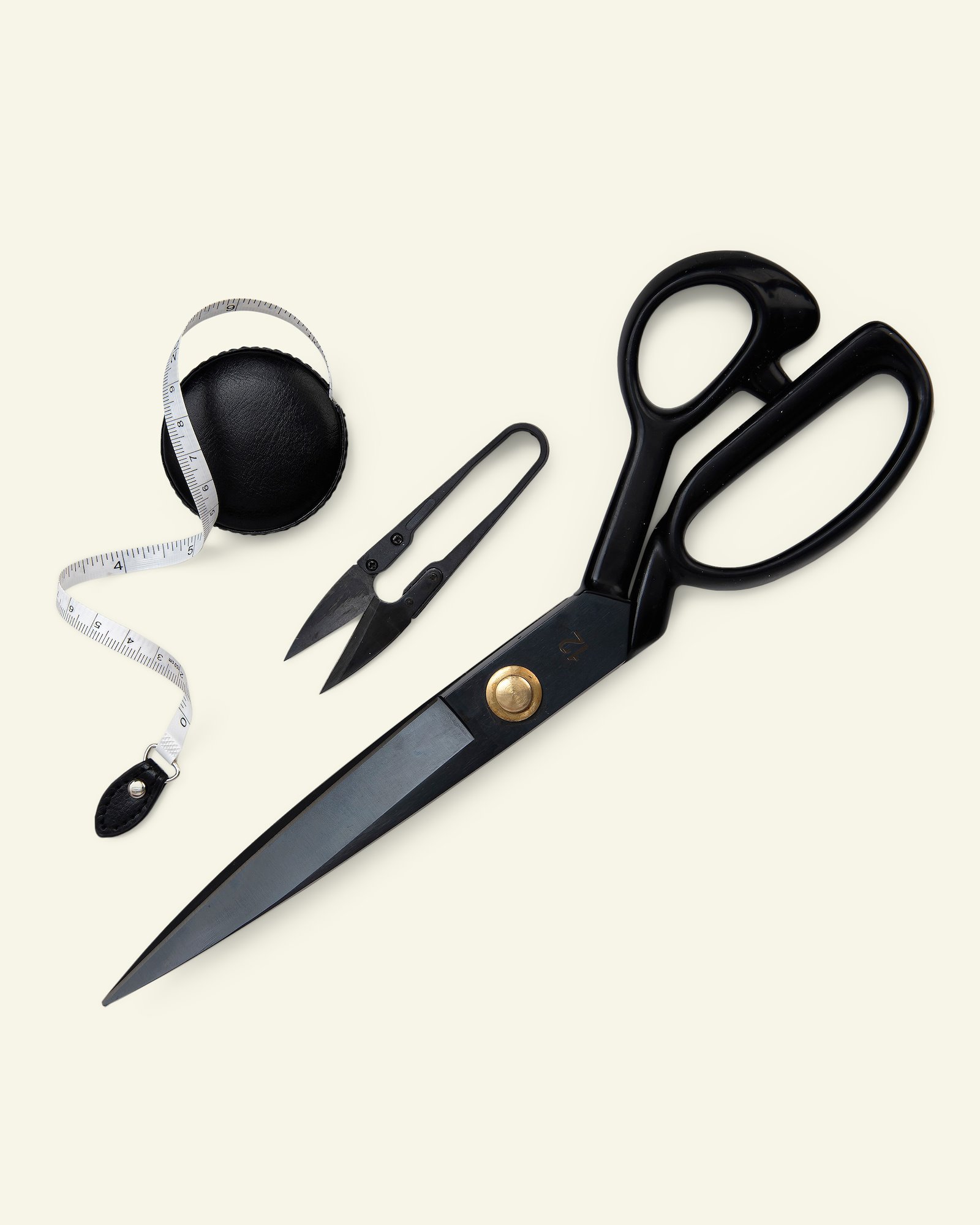 Scissors w/measuring tape 30cm black 42059_pack