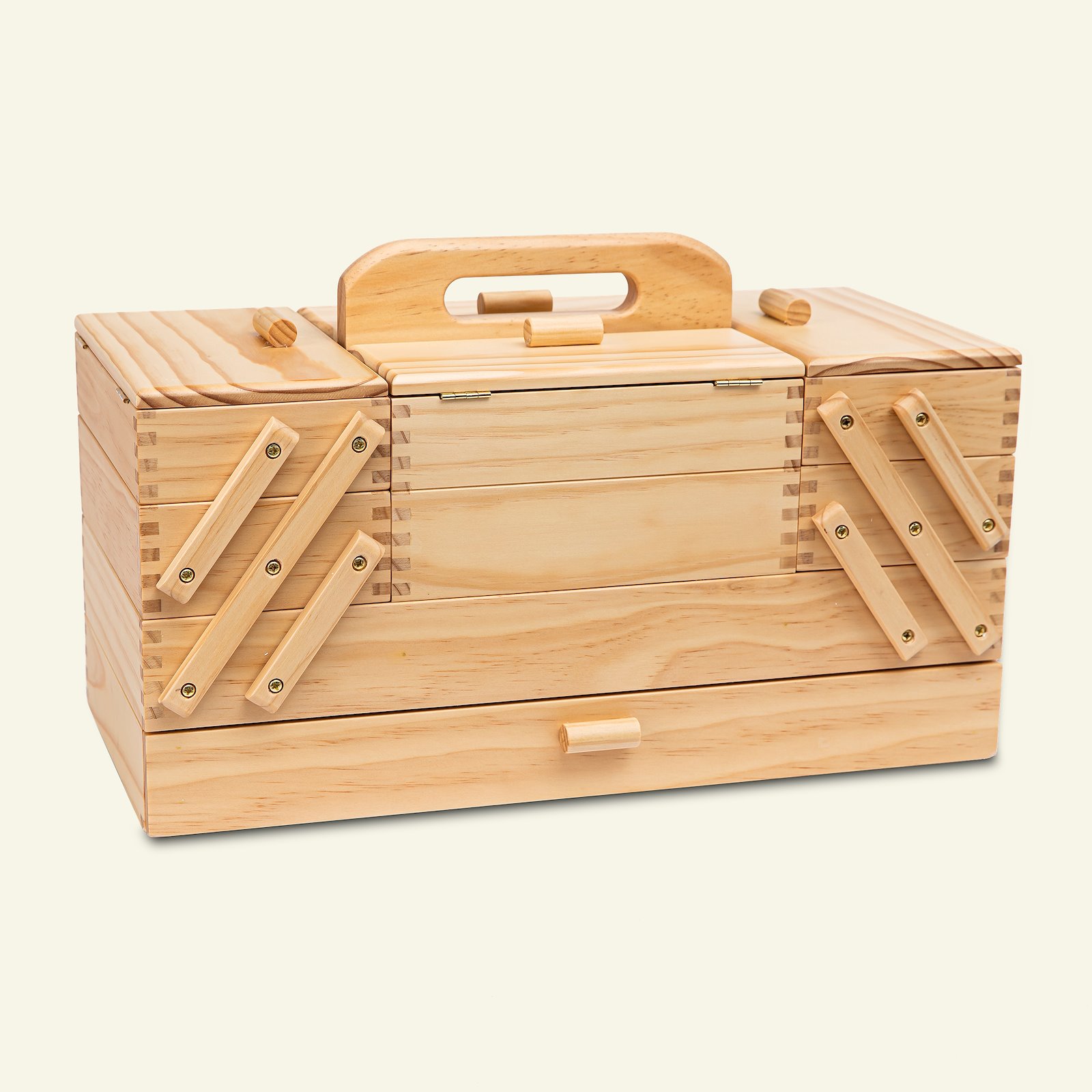 Sewing box pinewood lacquered 23x45x32cm 46273_pack