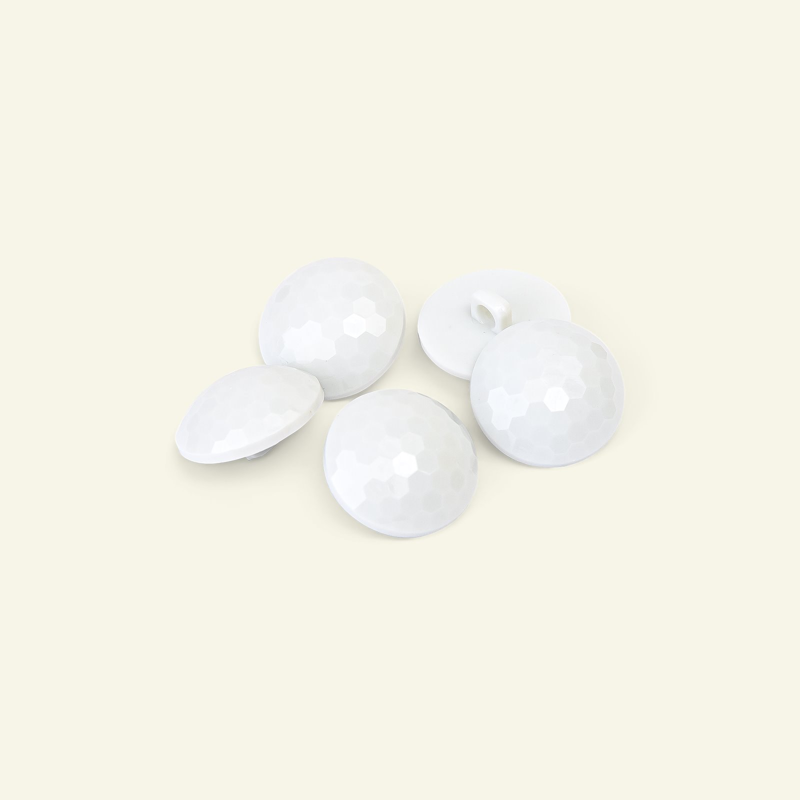 Shank button faceted 21mm white 5pcs 33040_pack