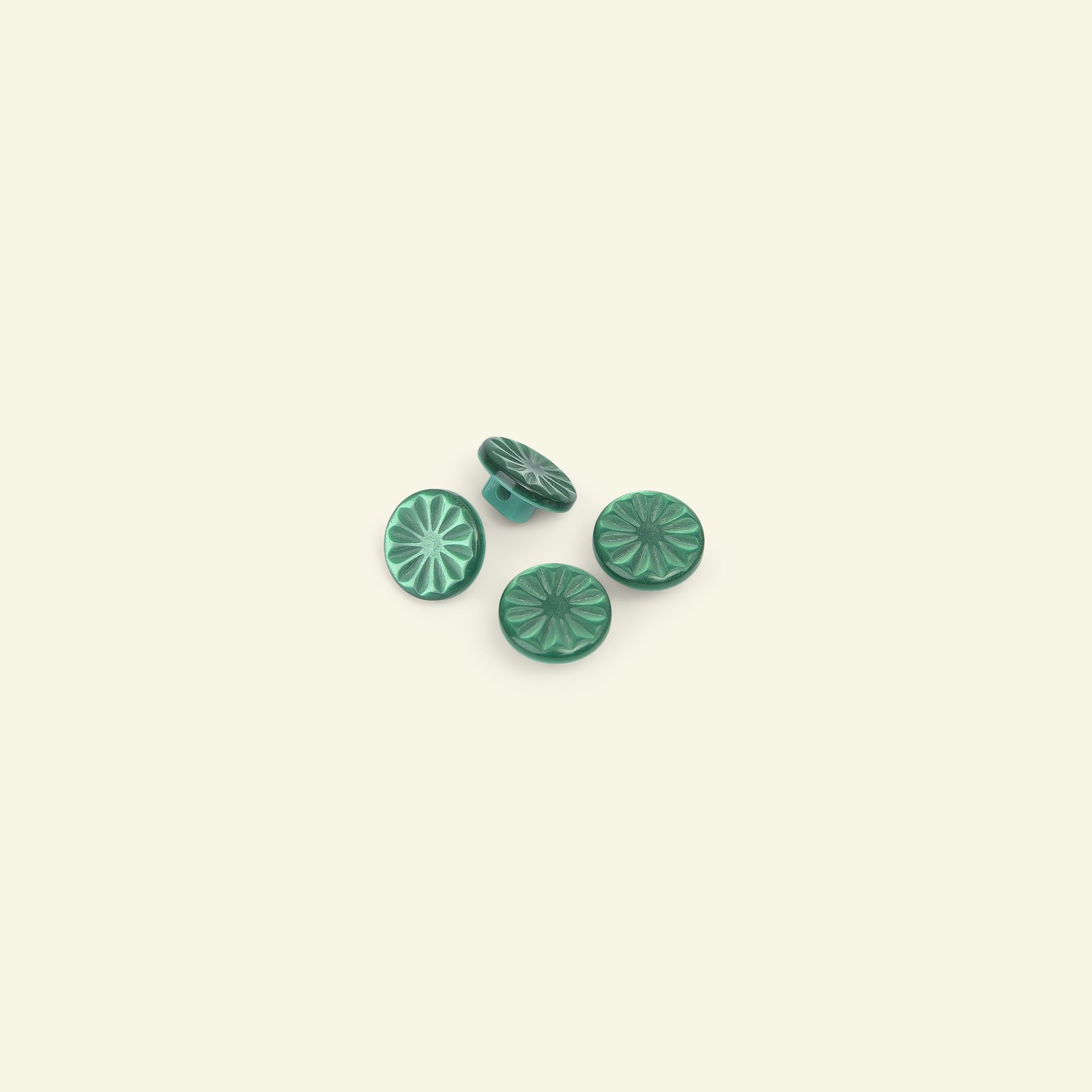 Shank button flower 12mm emerald 4pcs 33237_pack