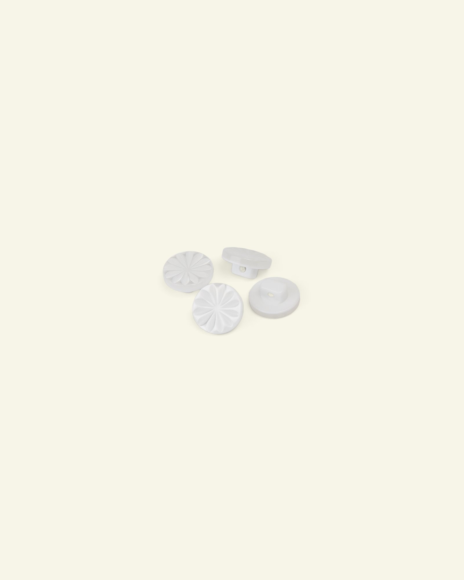 Shank button flower 12mm white 4pcs 33023_pack