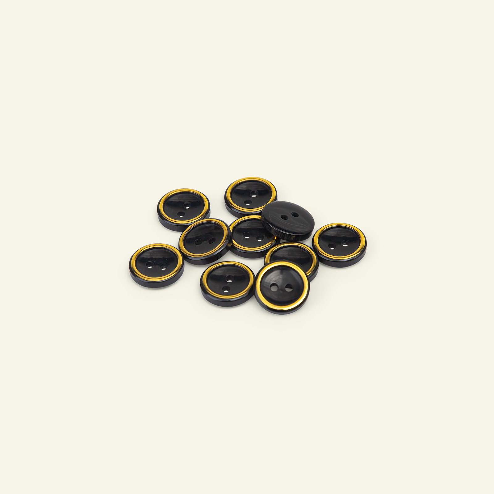 Shank button gold rim 13mm black 10pcs 33204_pack
