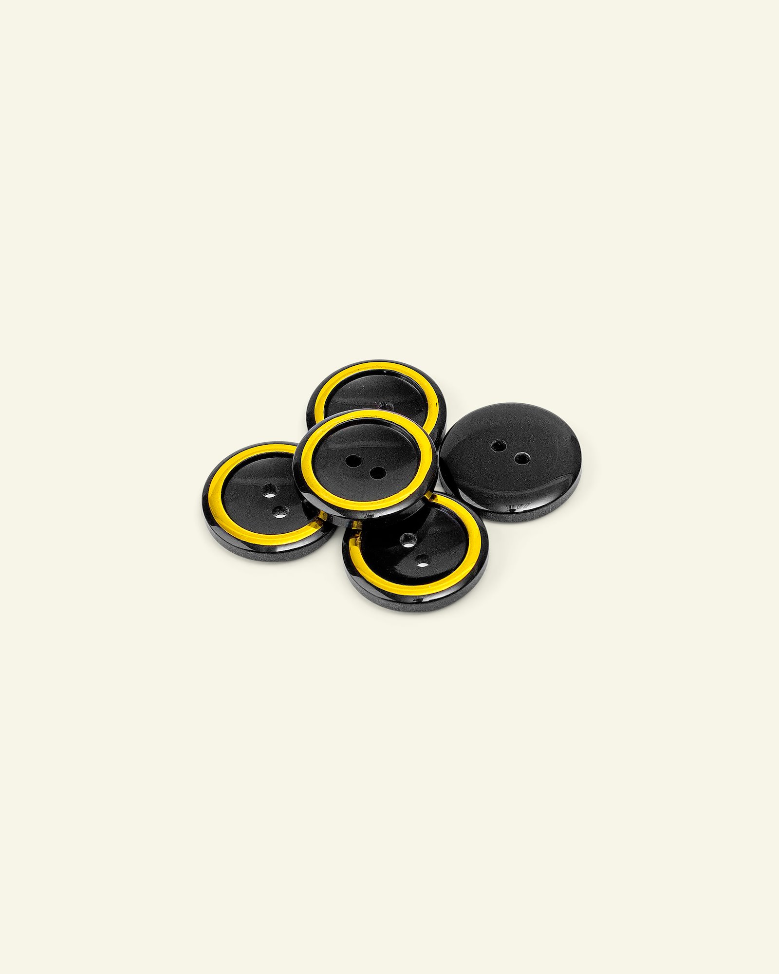 Shank button gold rim 20mm black 5pcs 33205_pack
