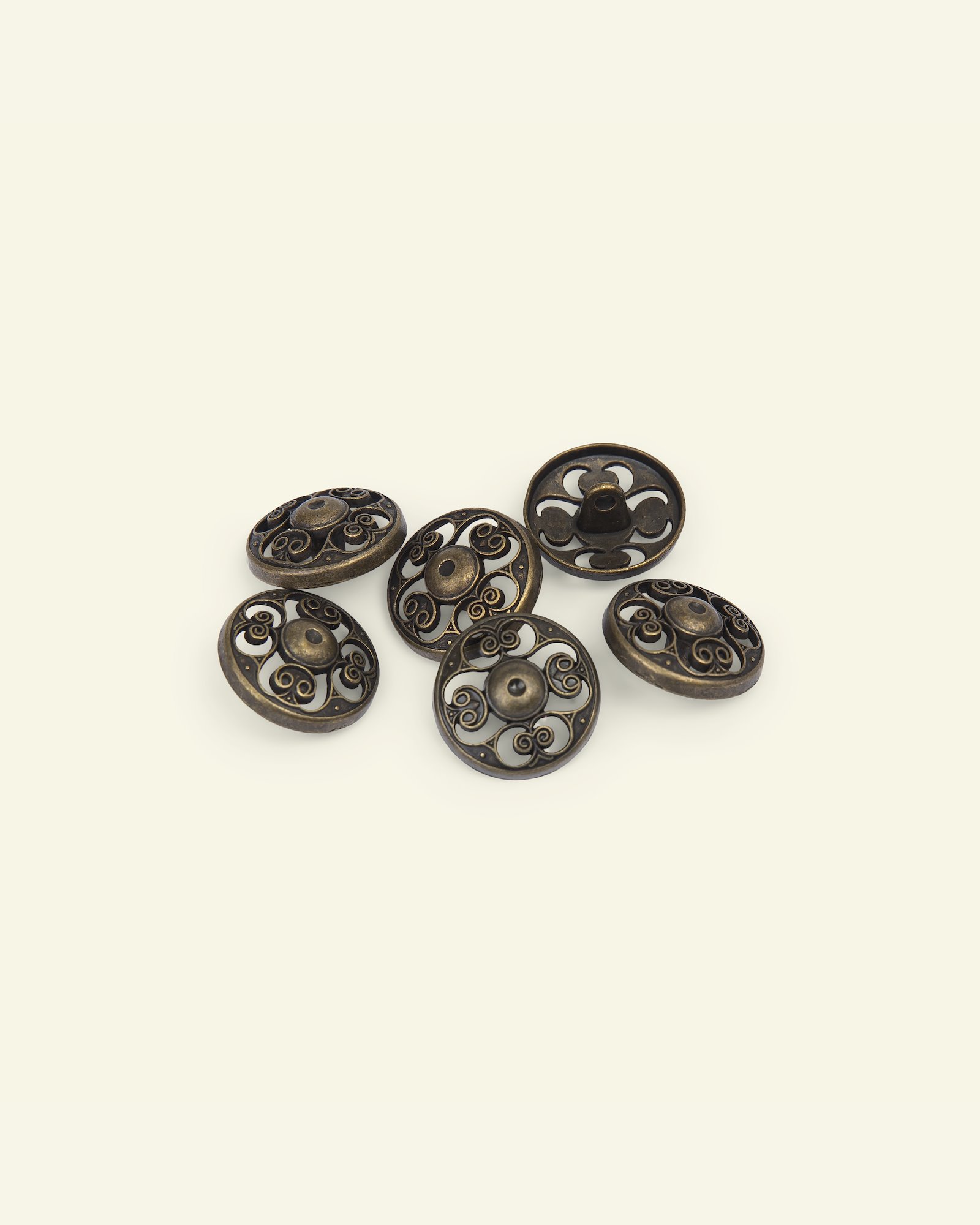 Shank button metal 18mm black/gold 6pcs 33581_pack