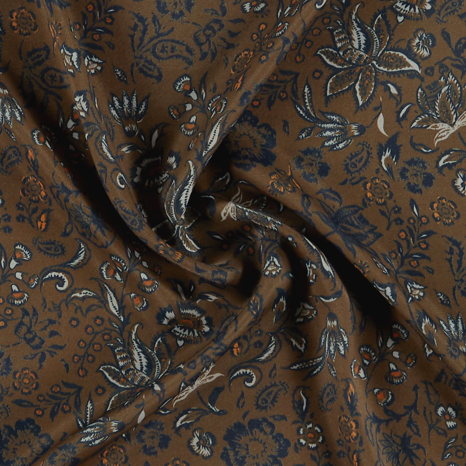 Shiny woven viscose brown with flowers 710788_pack