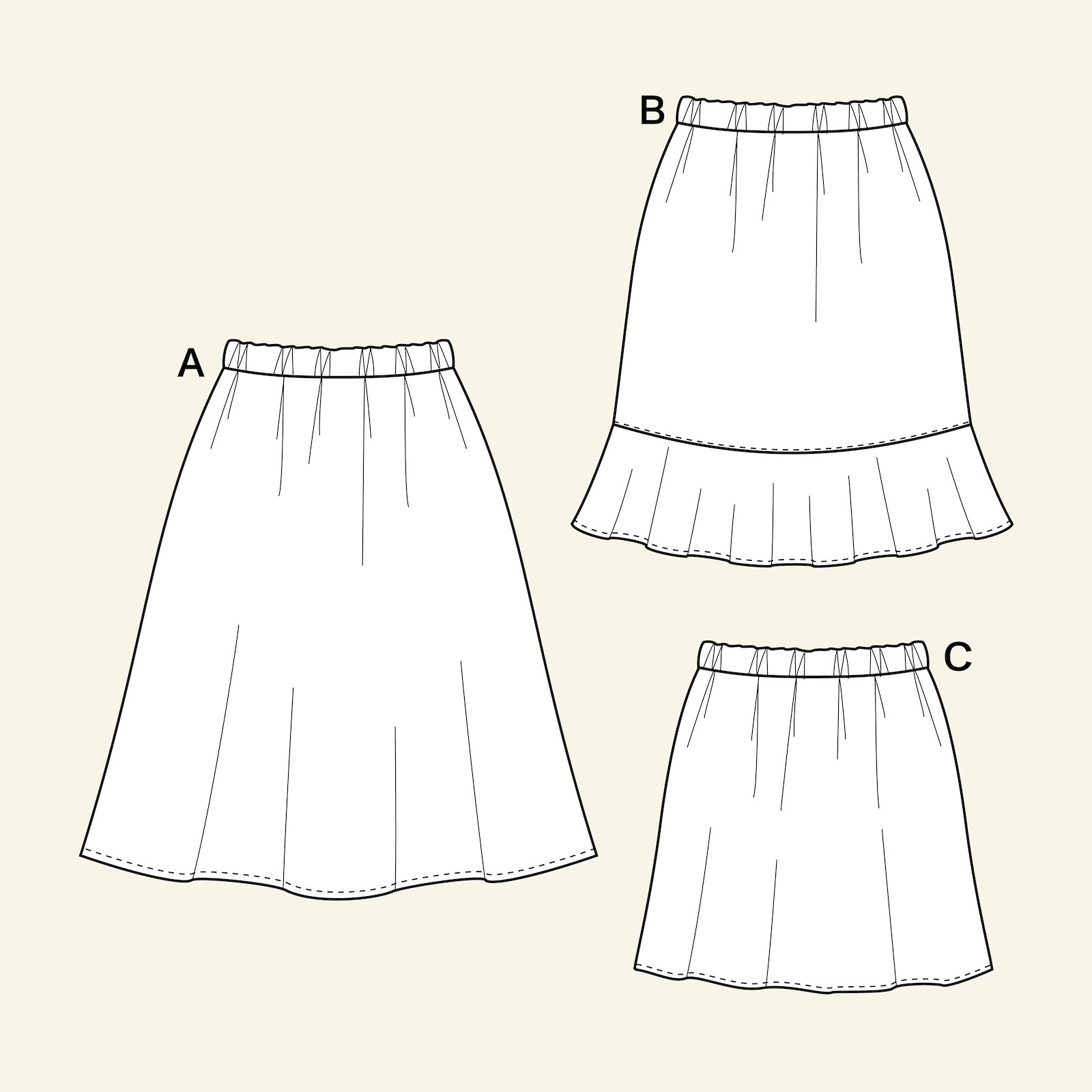Skirt with/without flounce, L p21047_pack