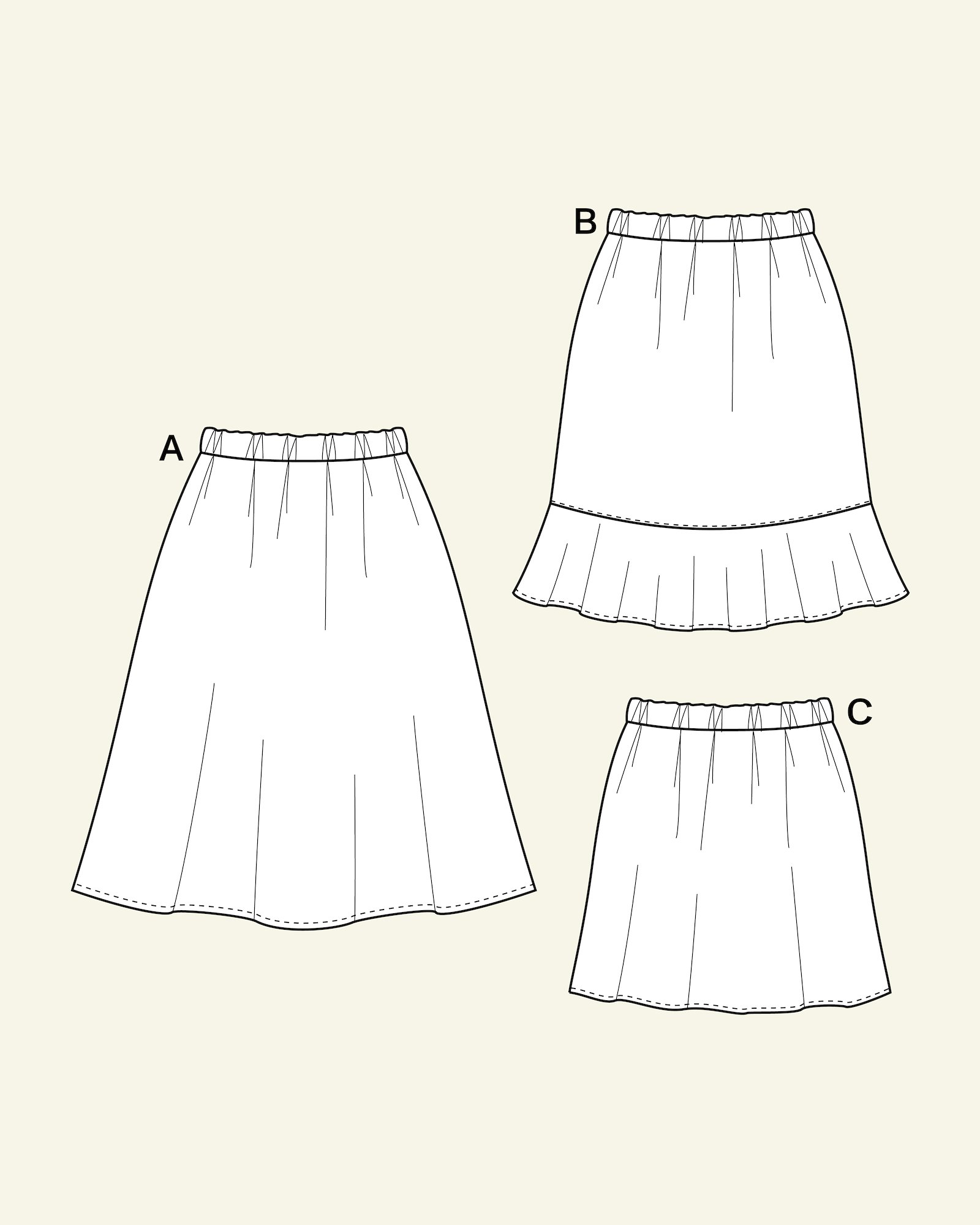 Skirt with/without flounce p21047_pack