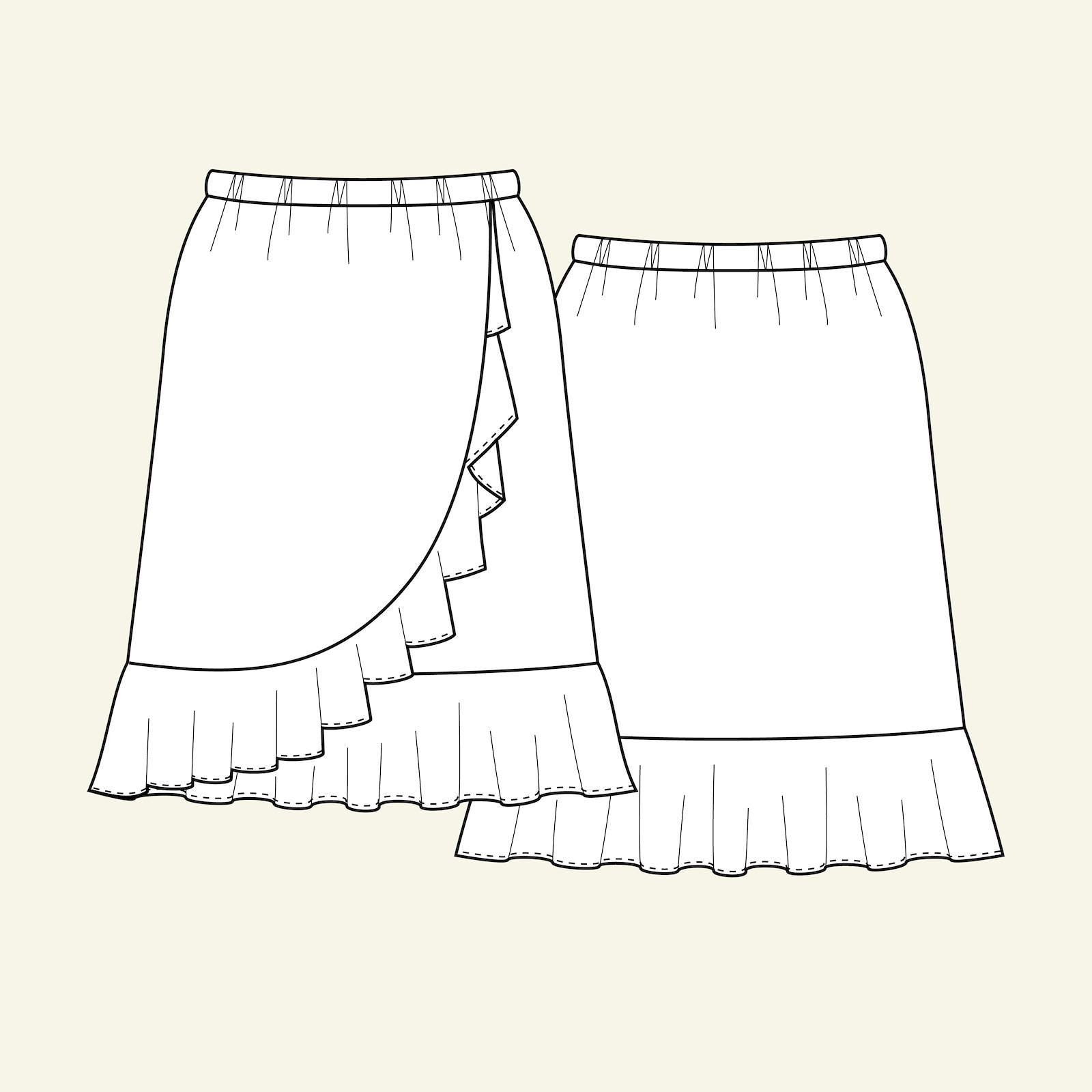 Slå om-nederdel med elastik, 34 p21043_pack