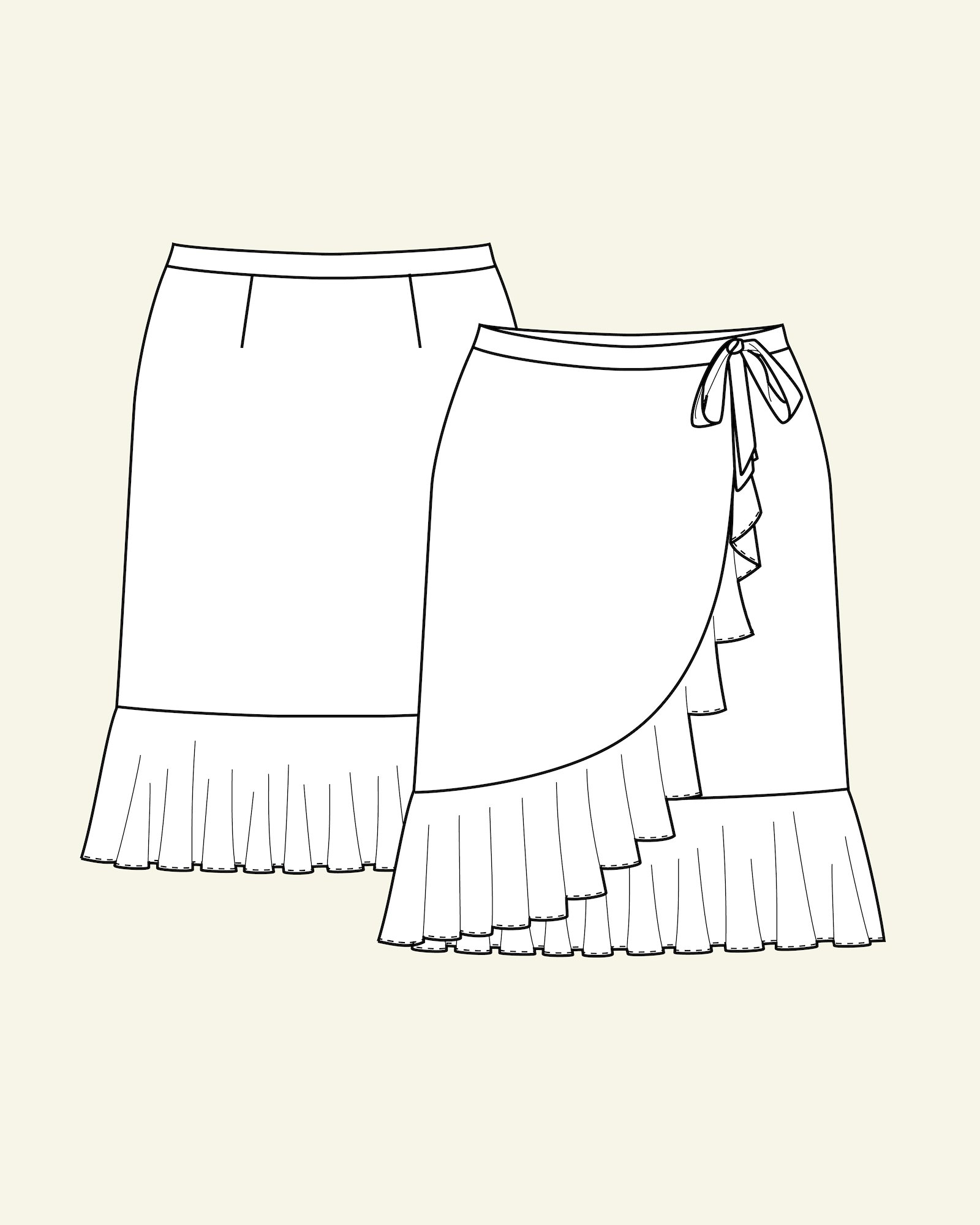 Slå om-nederdel med flæse, 46 p71002_pack