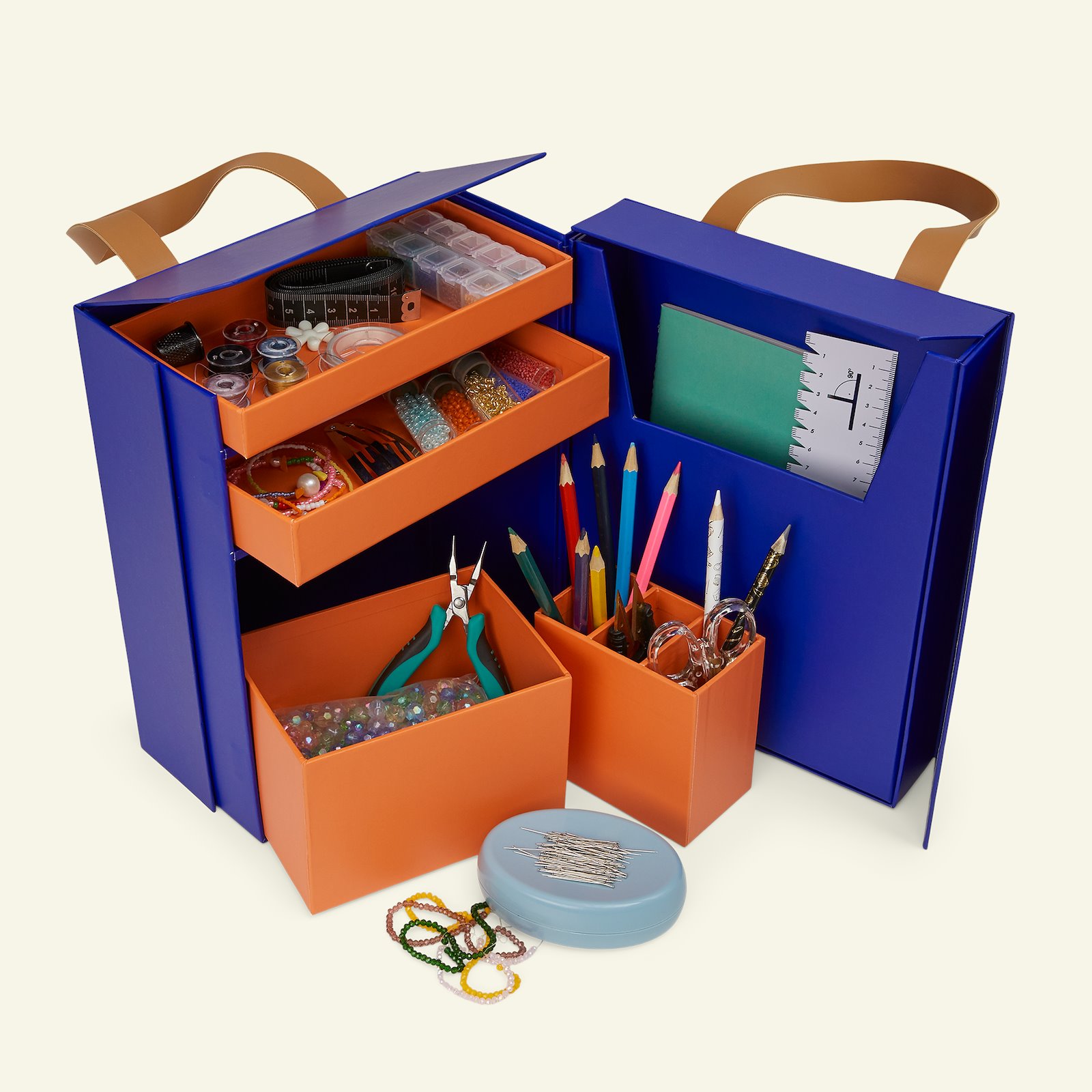 Storage box 21x27x16cm blue/orange 1pc 97103_pack_c
