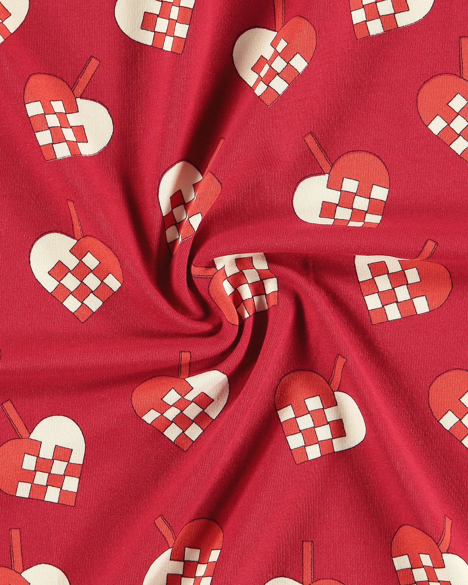 Stretch jersey classic red w hearts 273001_pack