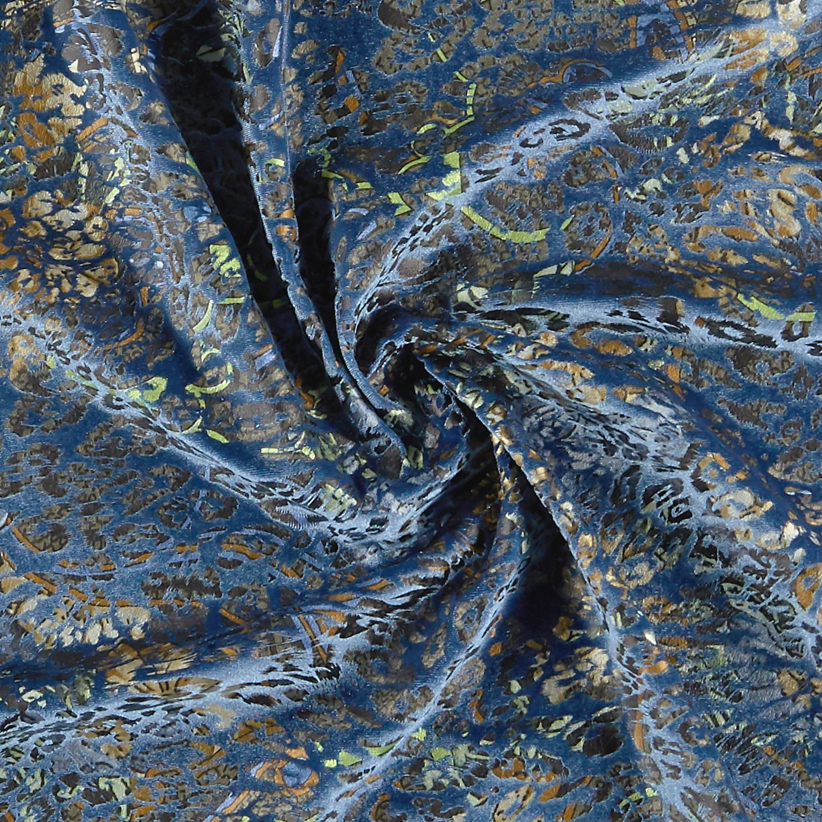 Salg Forstærker Stearinlys Stretch velour støvet blå m folie print | Selfmade® (STOF&STIL)