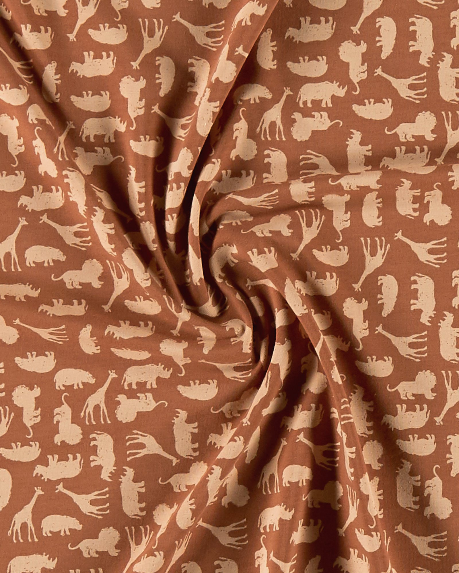 Stretchjersey terracotta med safaridjur 273098_pack