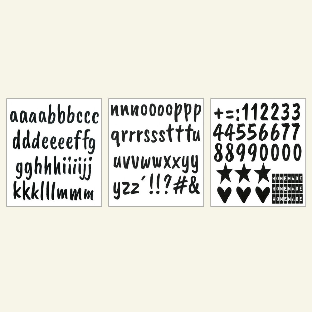 Strygeark alfabet/tal 15x17cm sort 1stk 29414_pack