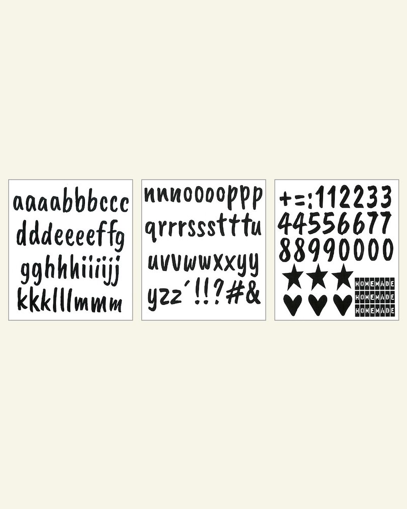 Strygeark alfabet/tal 15x17cm sort 29414_pack