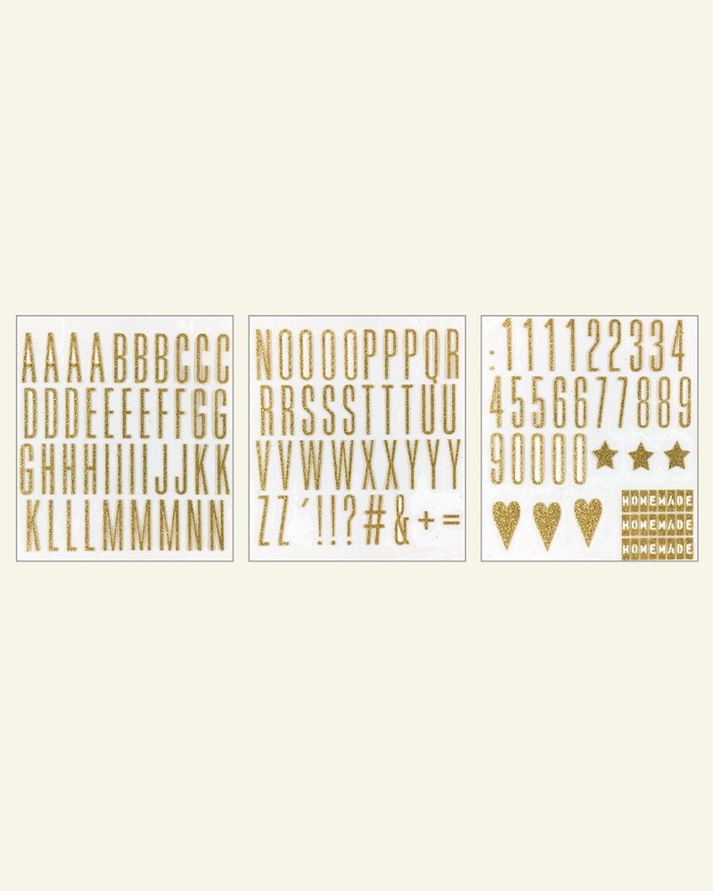 Strykeark alfabet/tall 15x17cm gull 1stk 29412_pack