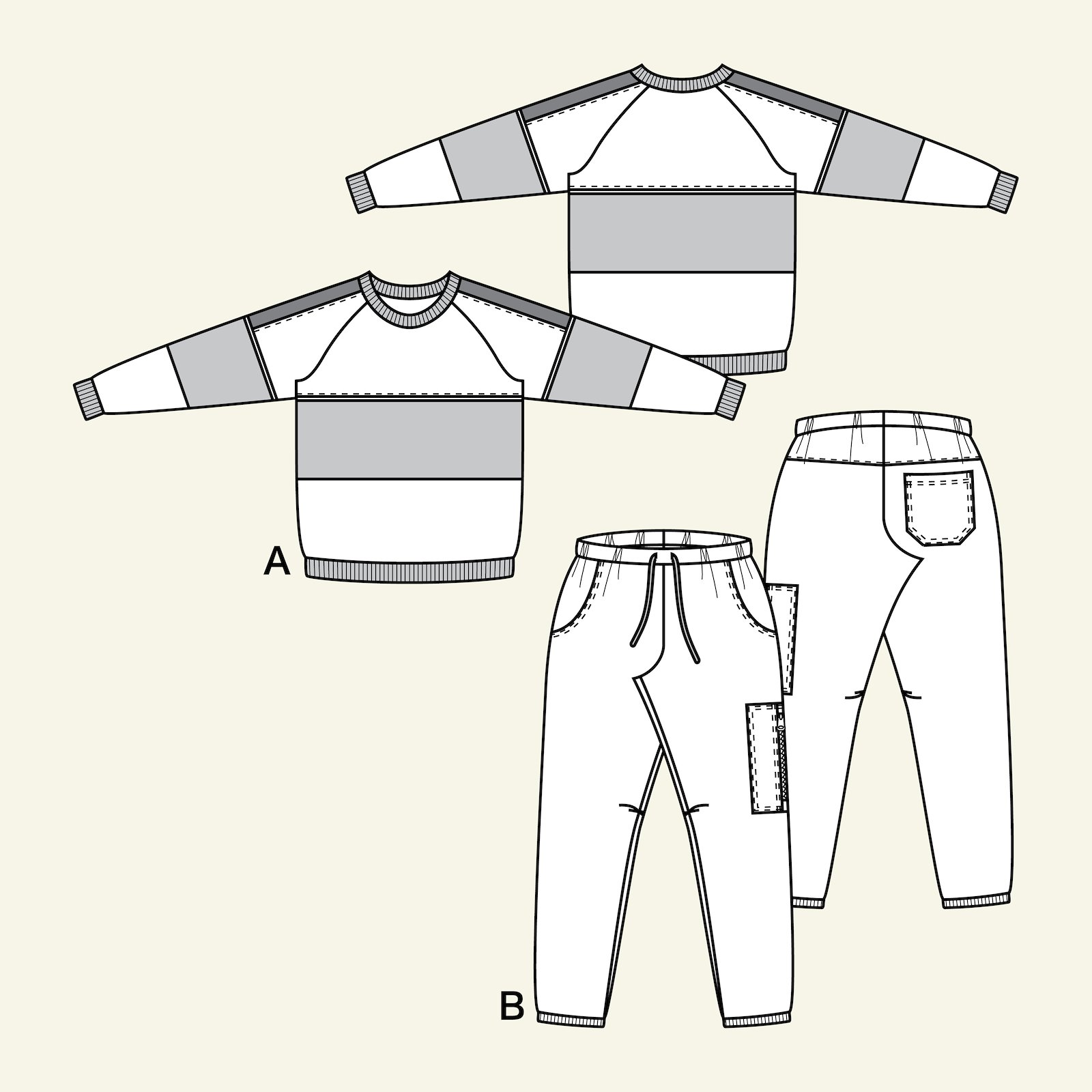 Sweatshirt and sweatpants, 104/4y p65019_pack