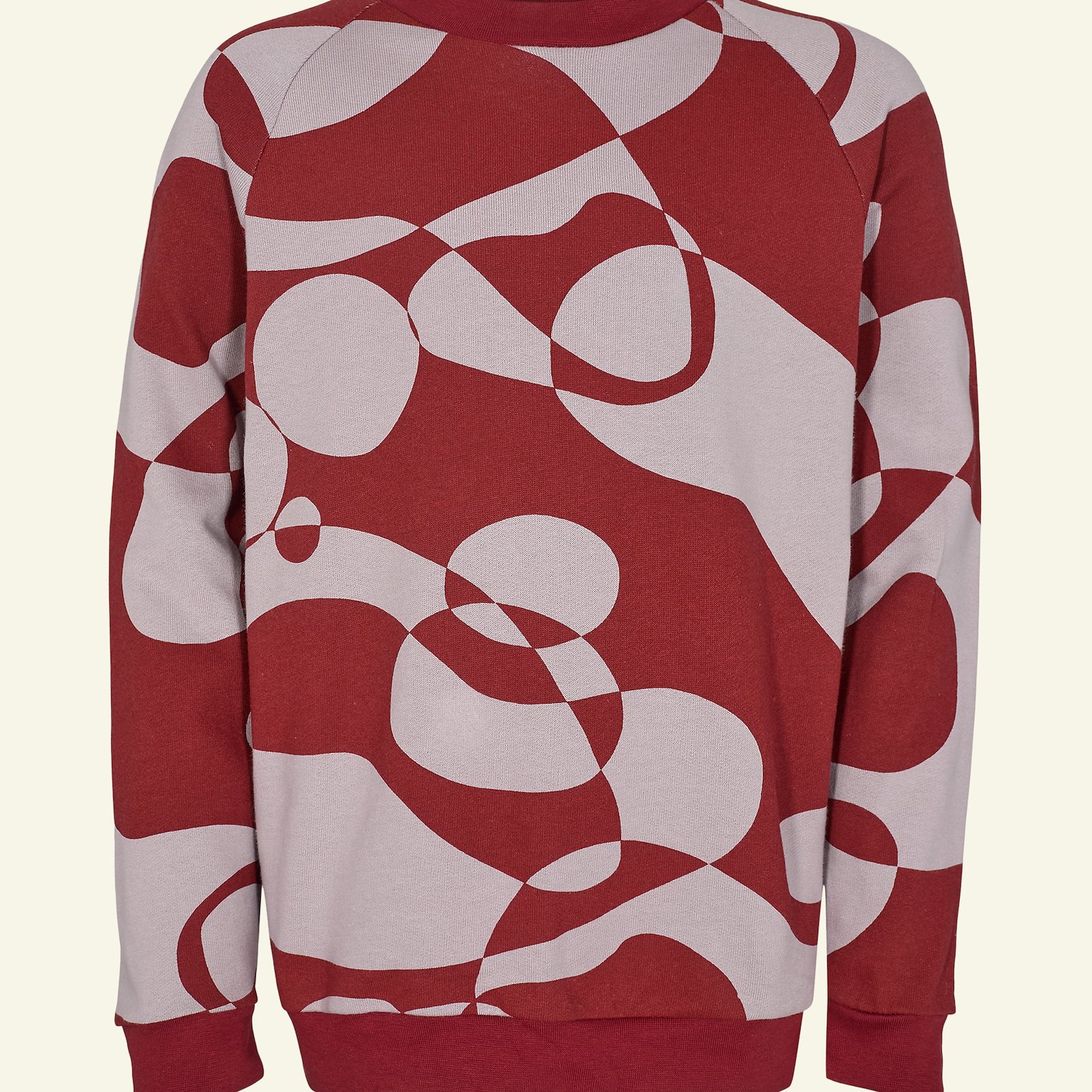 Sweatshirt mörk rouge med artistiskt try 211818_sskit