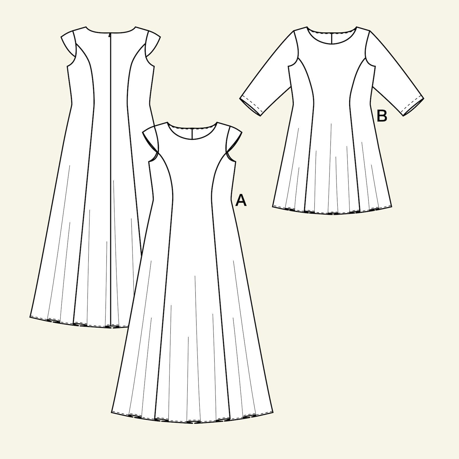 Symønster til kjole med prinsessesnit, dame st. 34-46 Selfmade® (STOF&STIL)