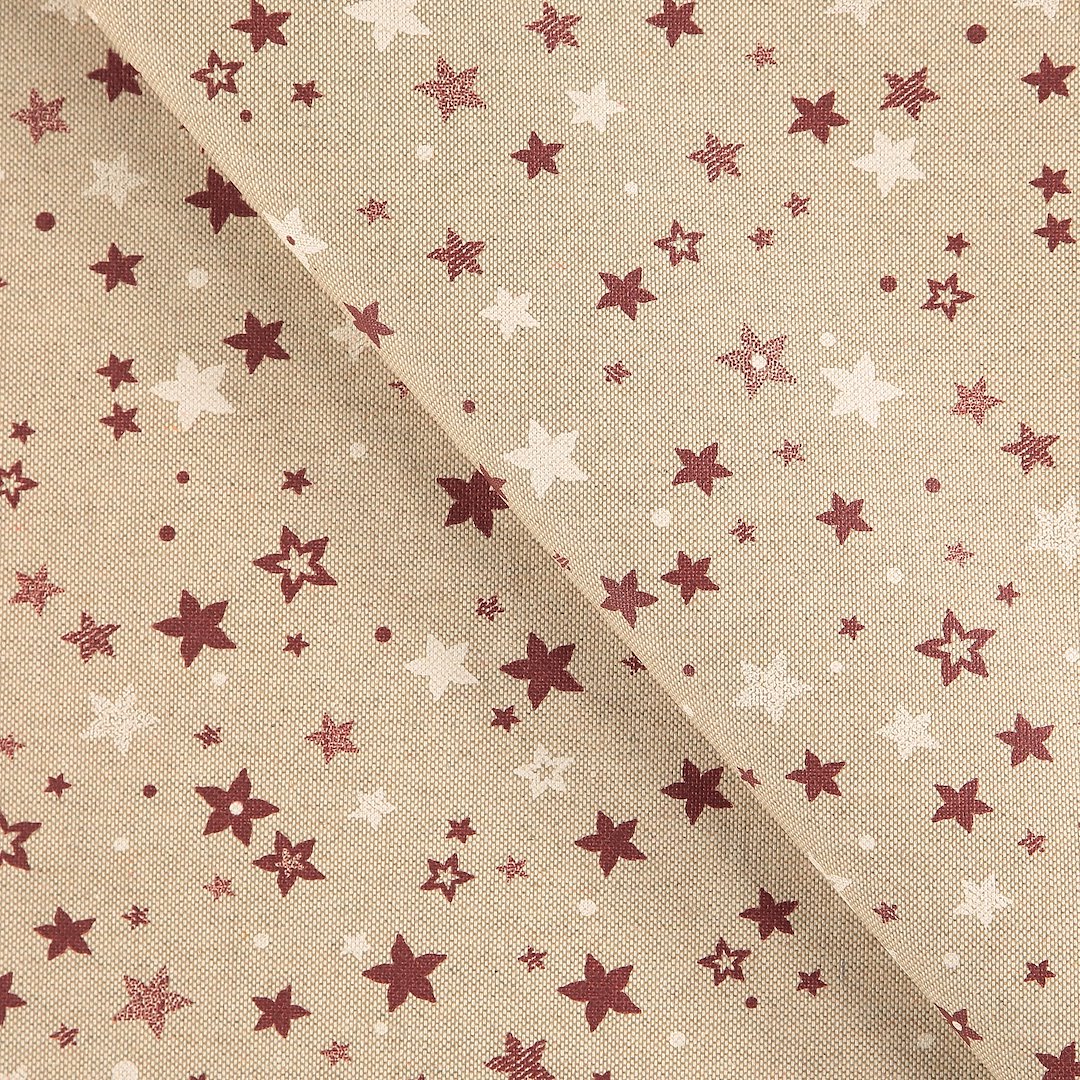 Billede af Tekstilvoksdug hørlook hvid/rød stjerner