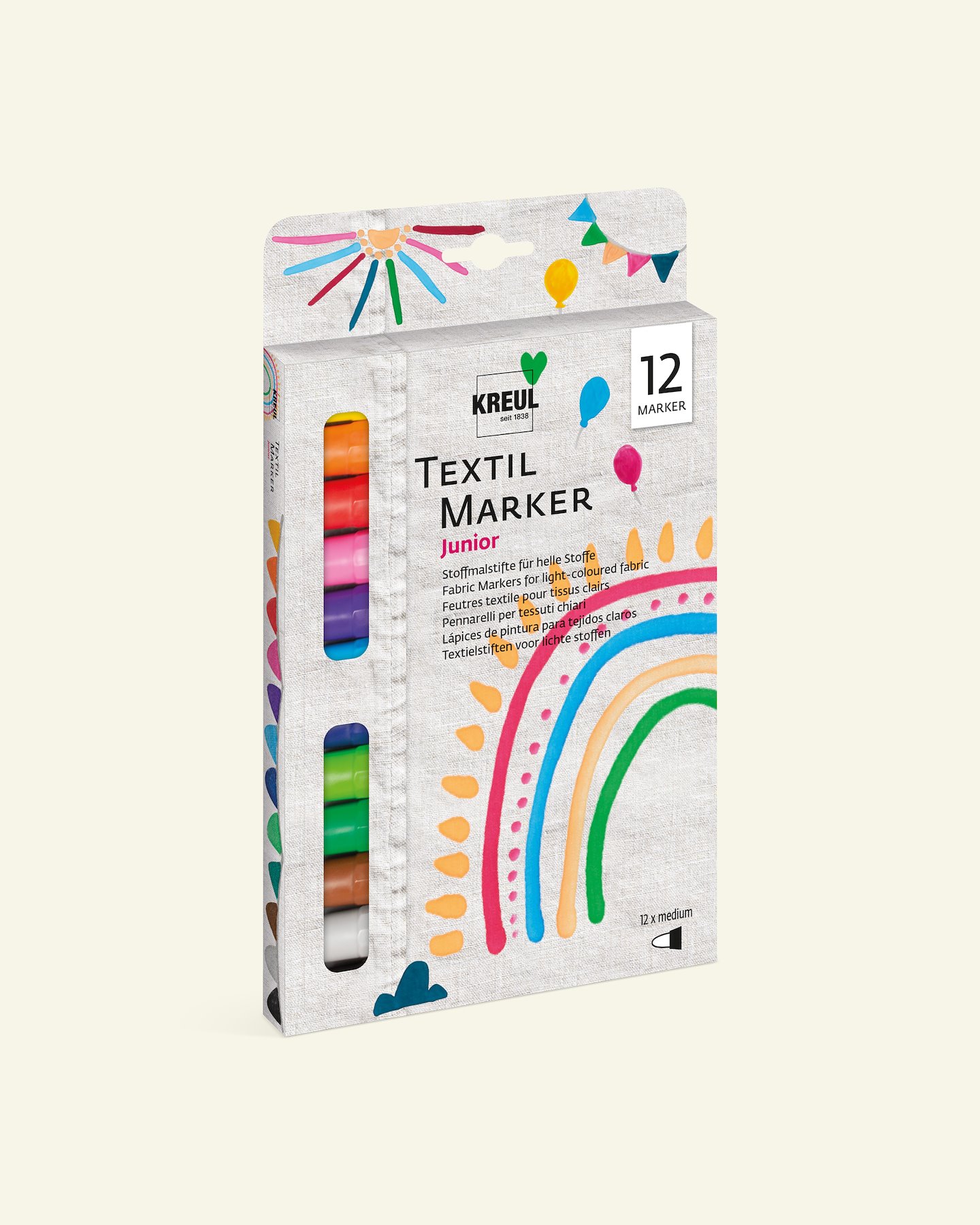 Textile marker medium junior set of 12 31618_pack