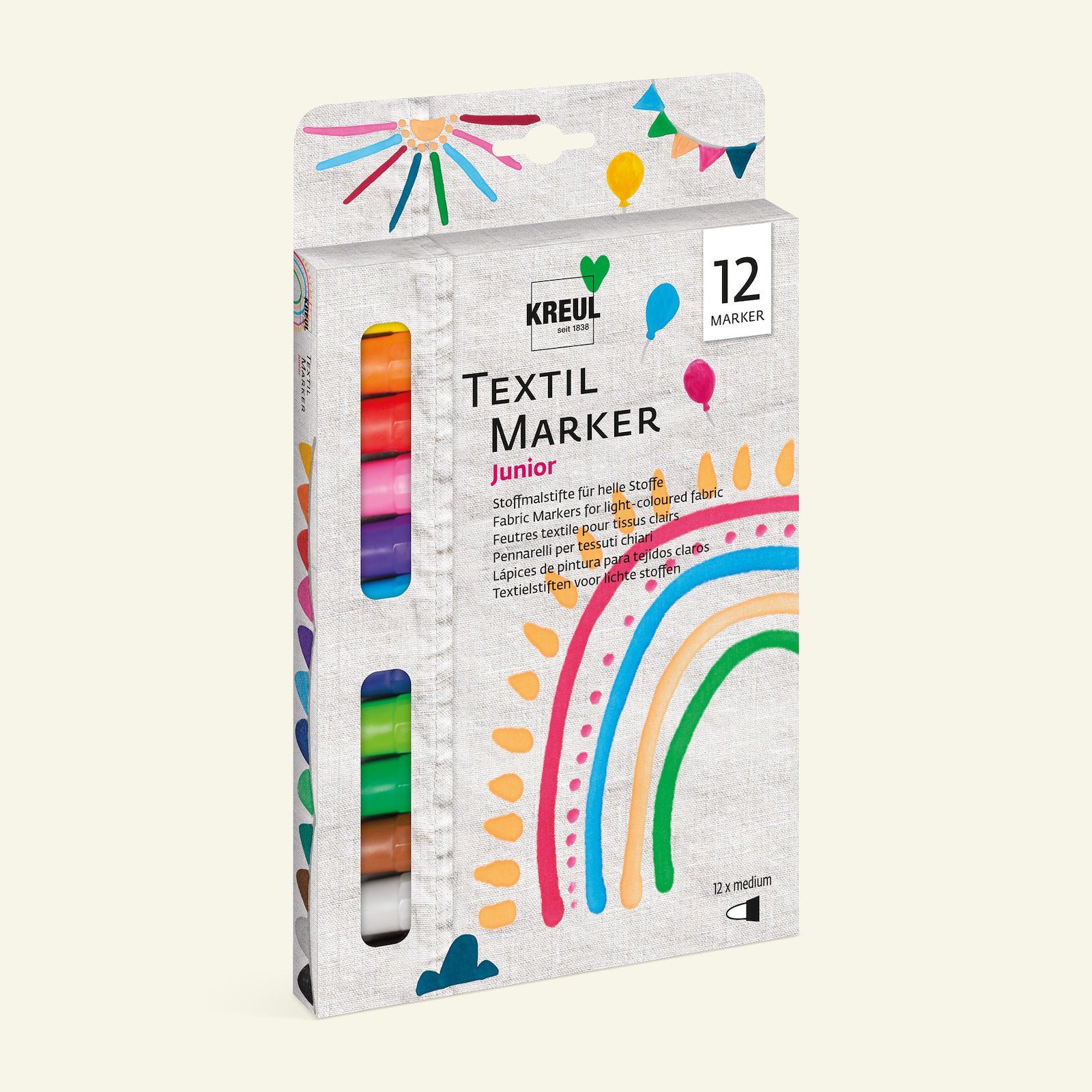 Textile marker medium junior set of 12 31618_pack