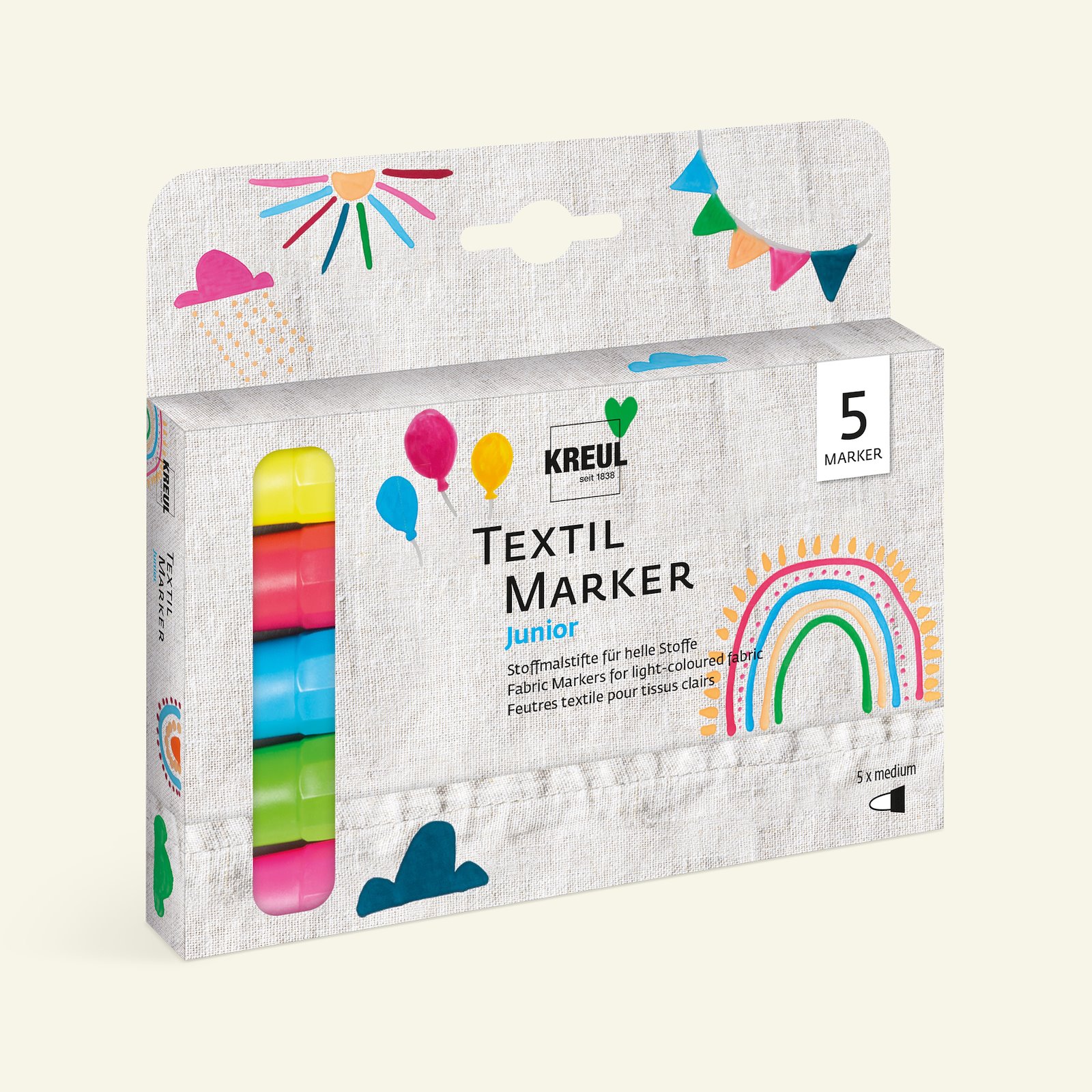 Textile marker medium junior set of 5 31619_pack