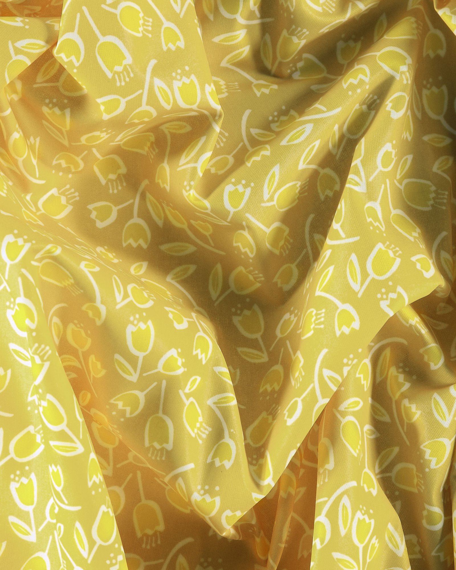 Textilwachstuch, Gelb, weiße Blumen 866105_pack