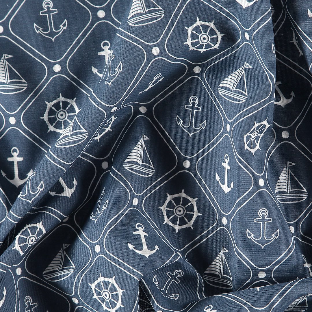 Billede af Vævet blå med hvid maritim mønster