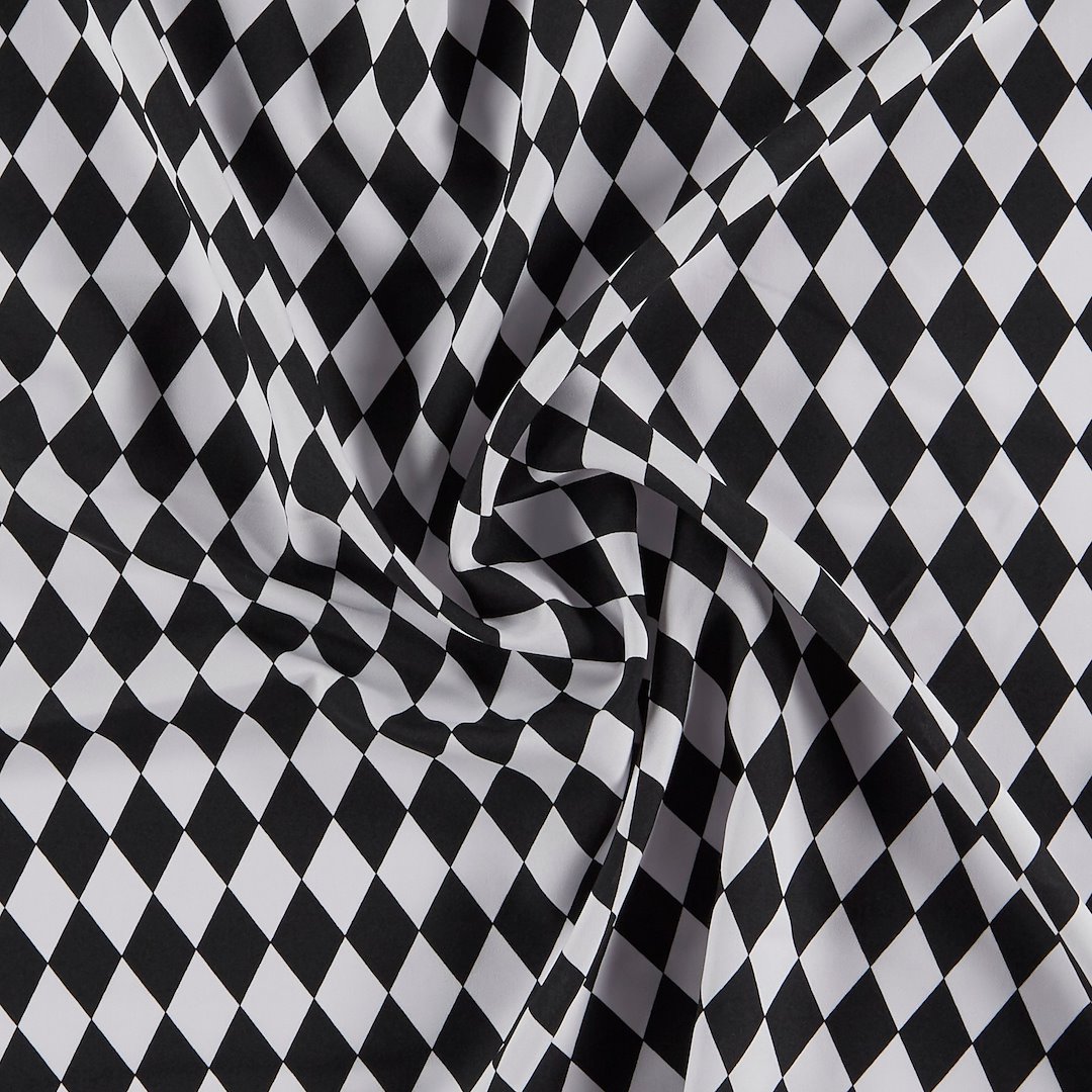 Billede af Vævet crepe m hvid/sort harlekin tern