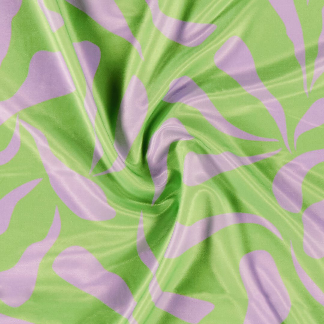 Billede af Vævet twill neon grøn med abstrakt print