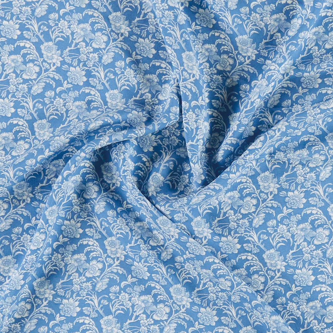Billede af Vævet viscose lys støvet blå m blomster