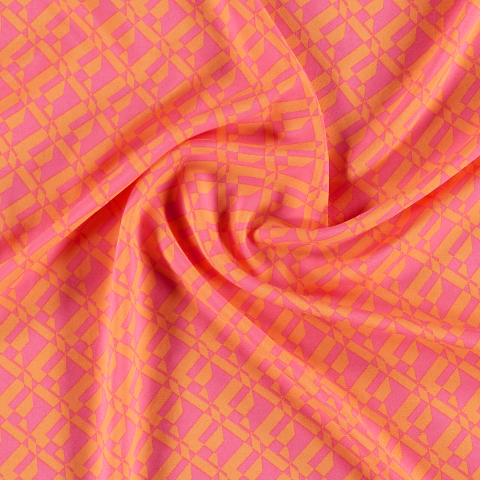 Vævet viscose pink/papaya grafisk print 710845_pack